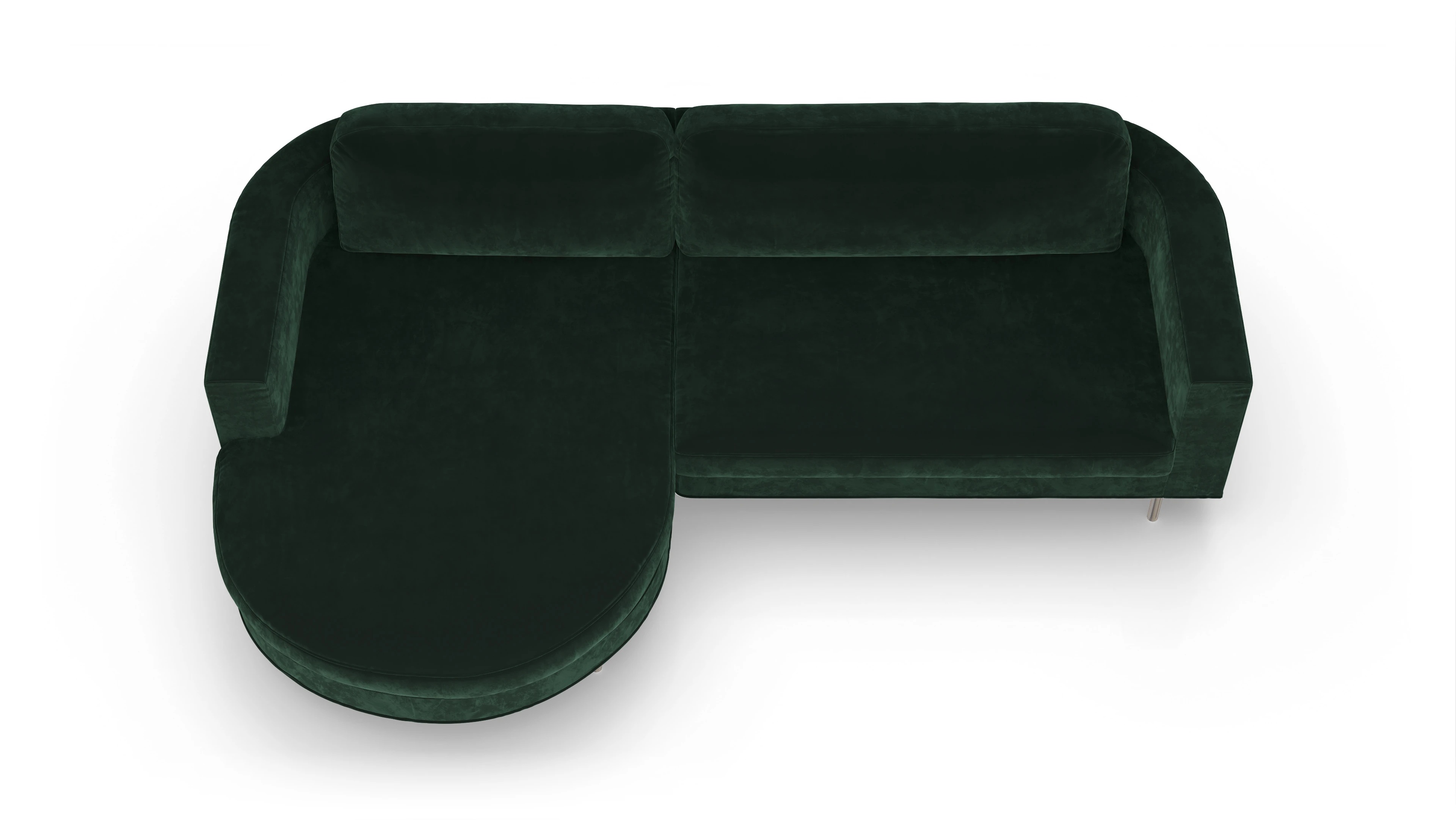 Designer-Stoffsofa Girando Ansicht des Produktes Girando Sofa mit Rec links in Samt grün