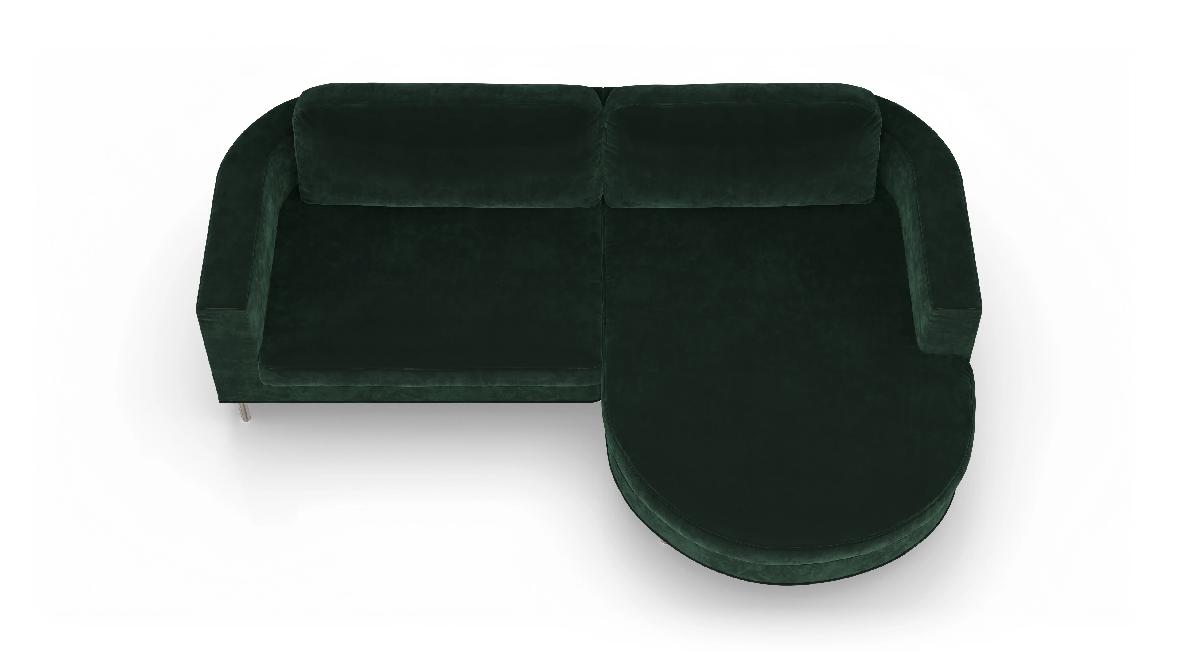 Designer-Stoffsofa Girando Ansicht des Produktes Girando Sofa mit Rec rechts in Samt grün
