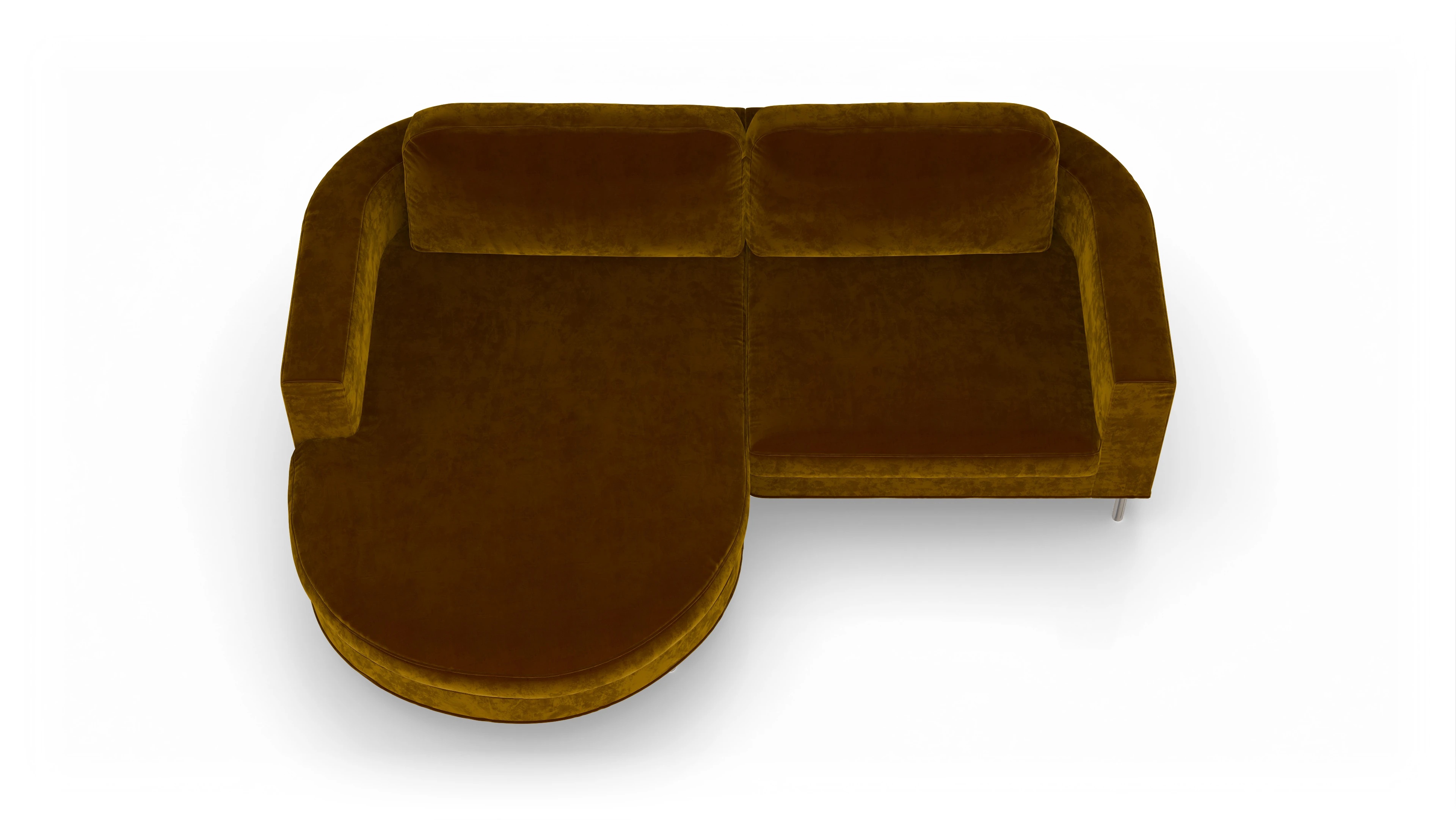 Designer-Stoffsofa Girando Ansicht des Produktes Girando Sofa mit Rec links in Samt gelb