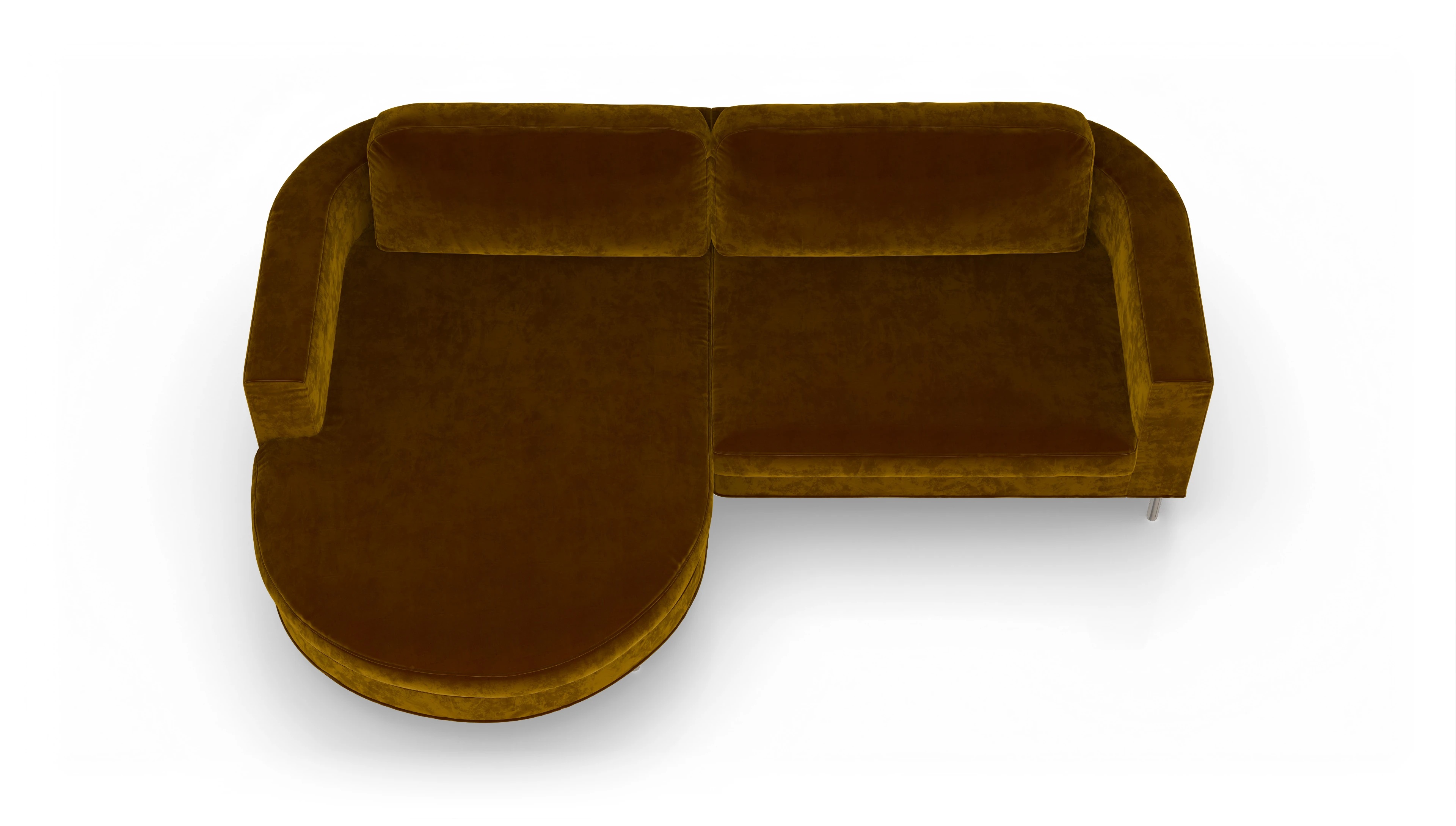 Ansicht des Produktes Girando Sofa mit Rec links in Samt gelb