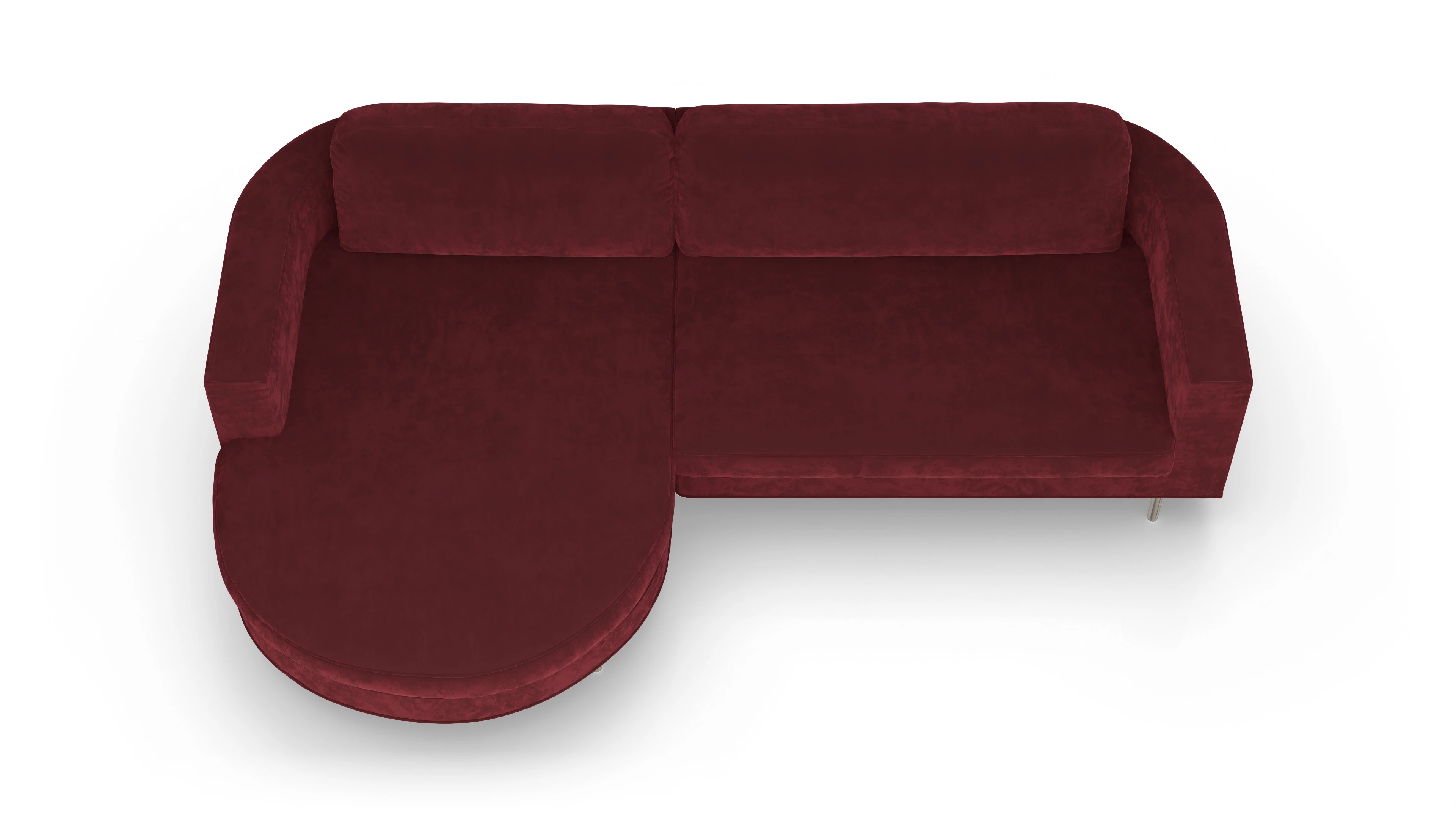 Ansicht des Produktes Girando Sofa mit Rec links in Samt rot