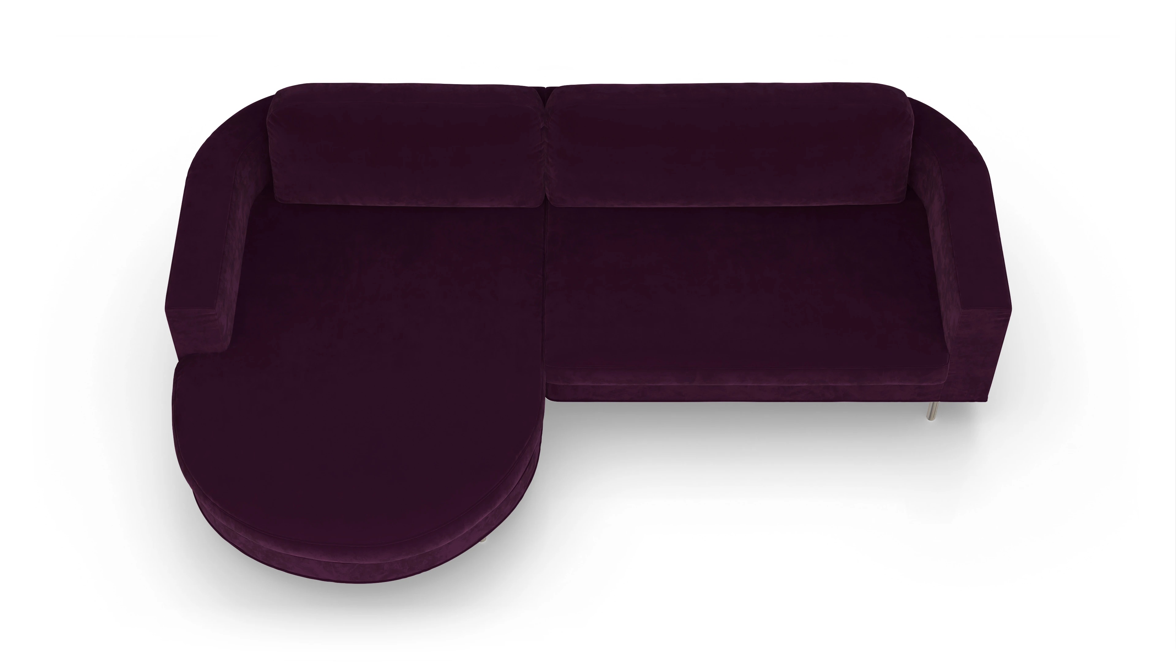 Ansicht des Produktes Girando Sofa mit Rec links in Samt rot