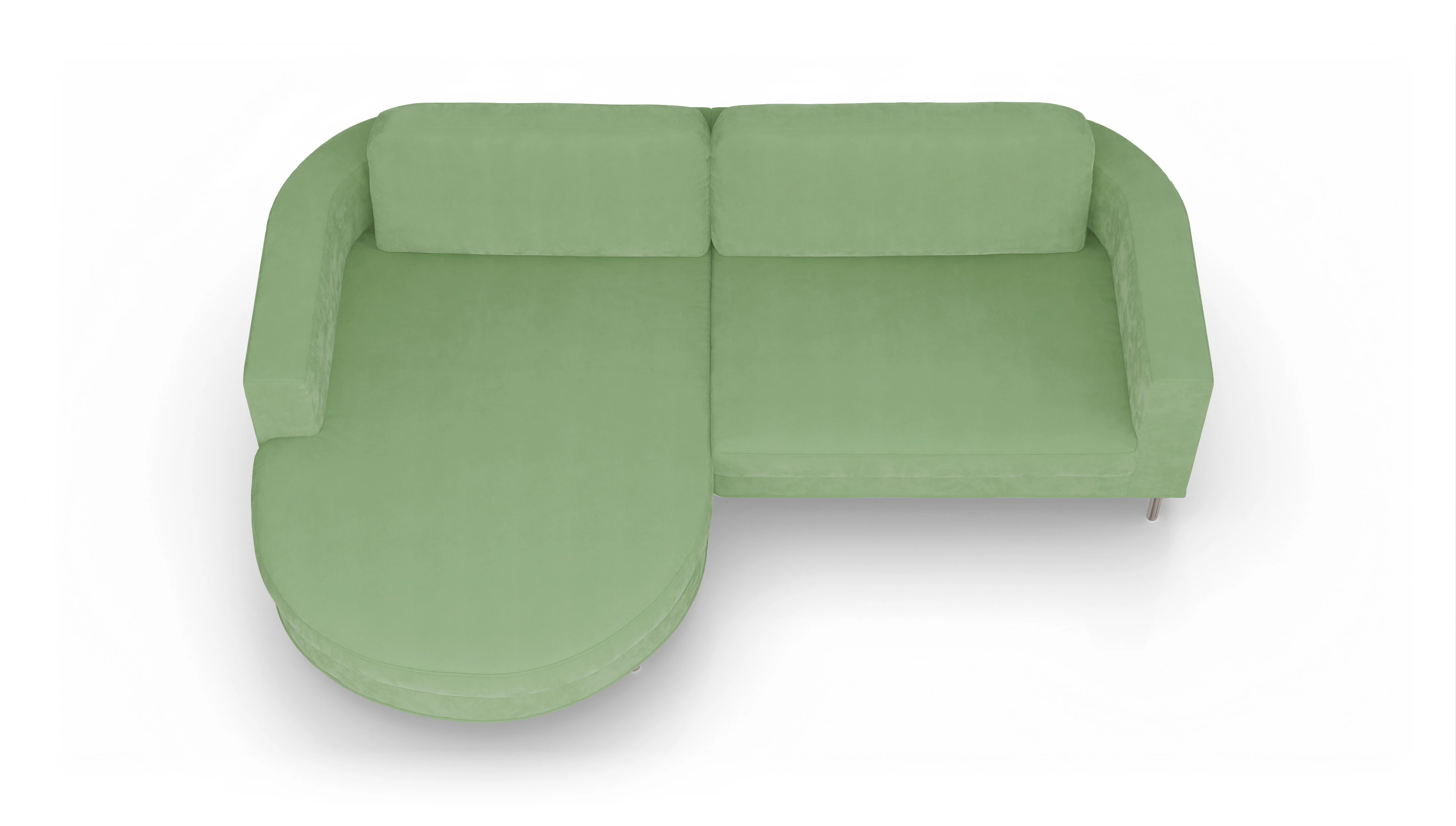 Ansicht des Produktes Girando Sofa mit Rec links in Samt grün