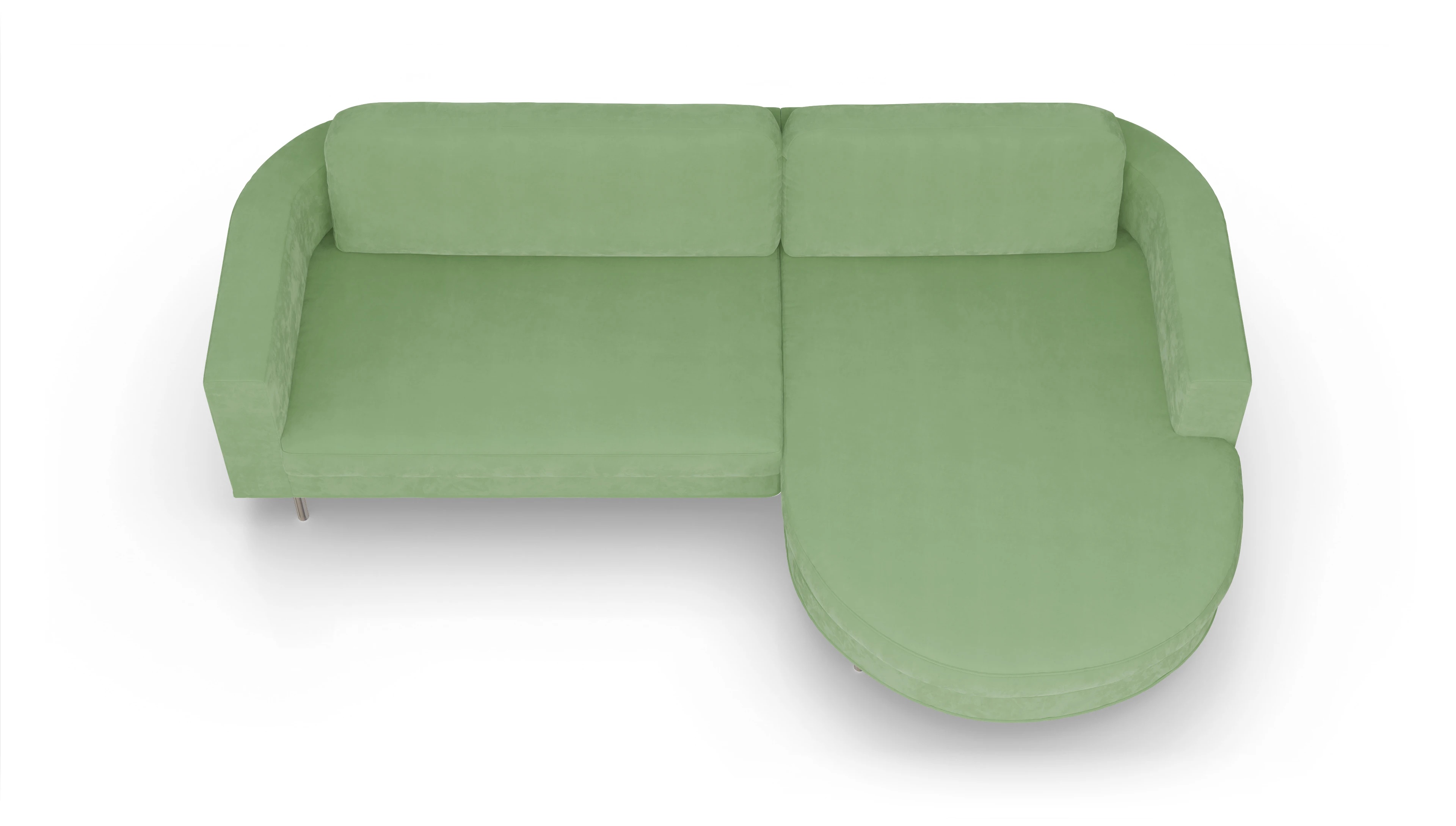 Ansicht des Produktes Girando Sofa mit Rec rechts in Samt grün