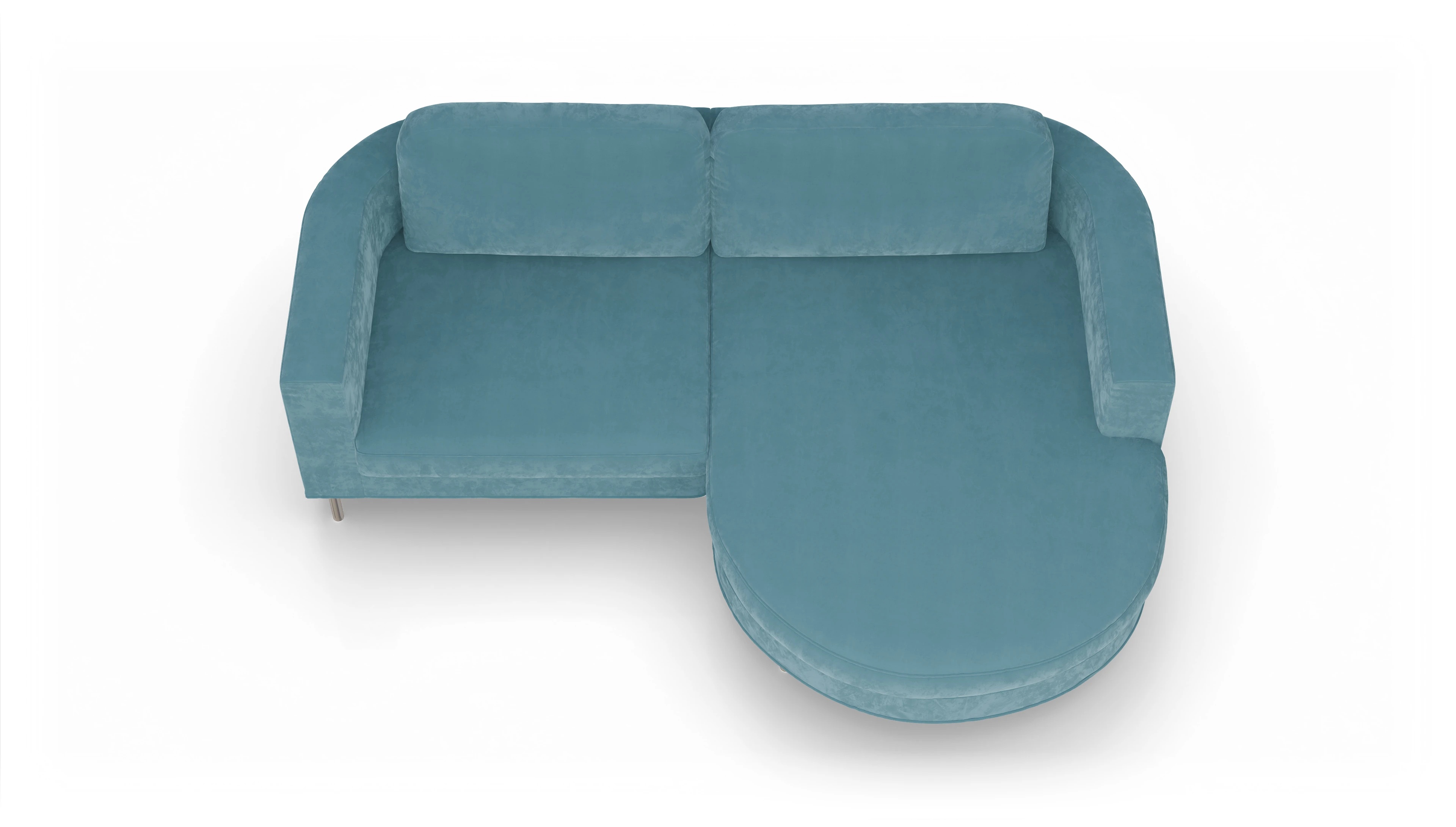 Designer-Stoffsofa Girando Ansicht des Produktes Girando Sofa mit Rec rechts in Samt blau