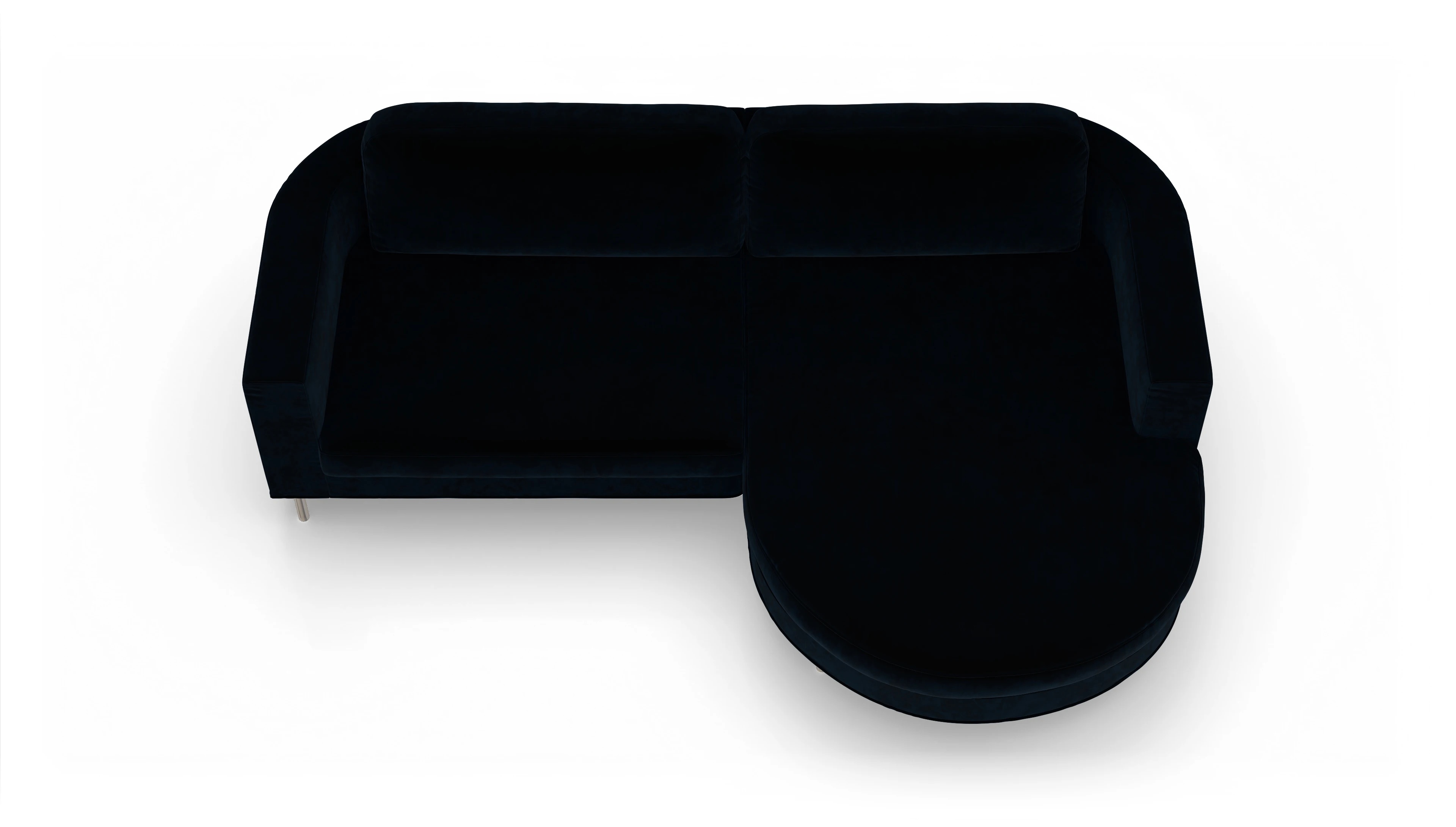 Ansicht des Produktes Girando Sofa mit Rec rechts in Samt blau