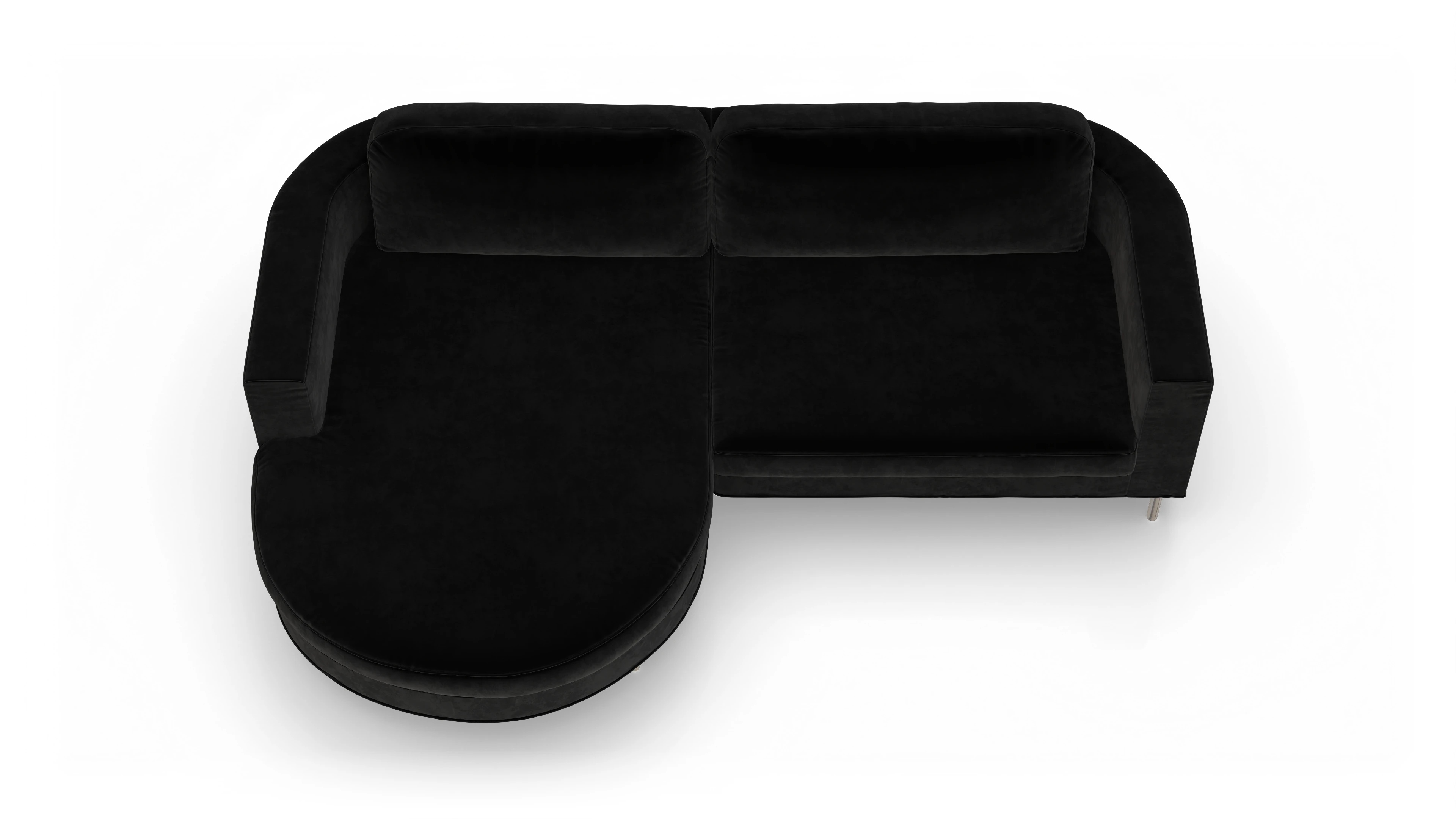 Ansicht des Produktes Girando Sofa mit Rec links in Samt schwarz