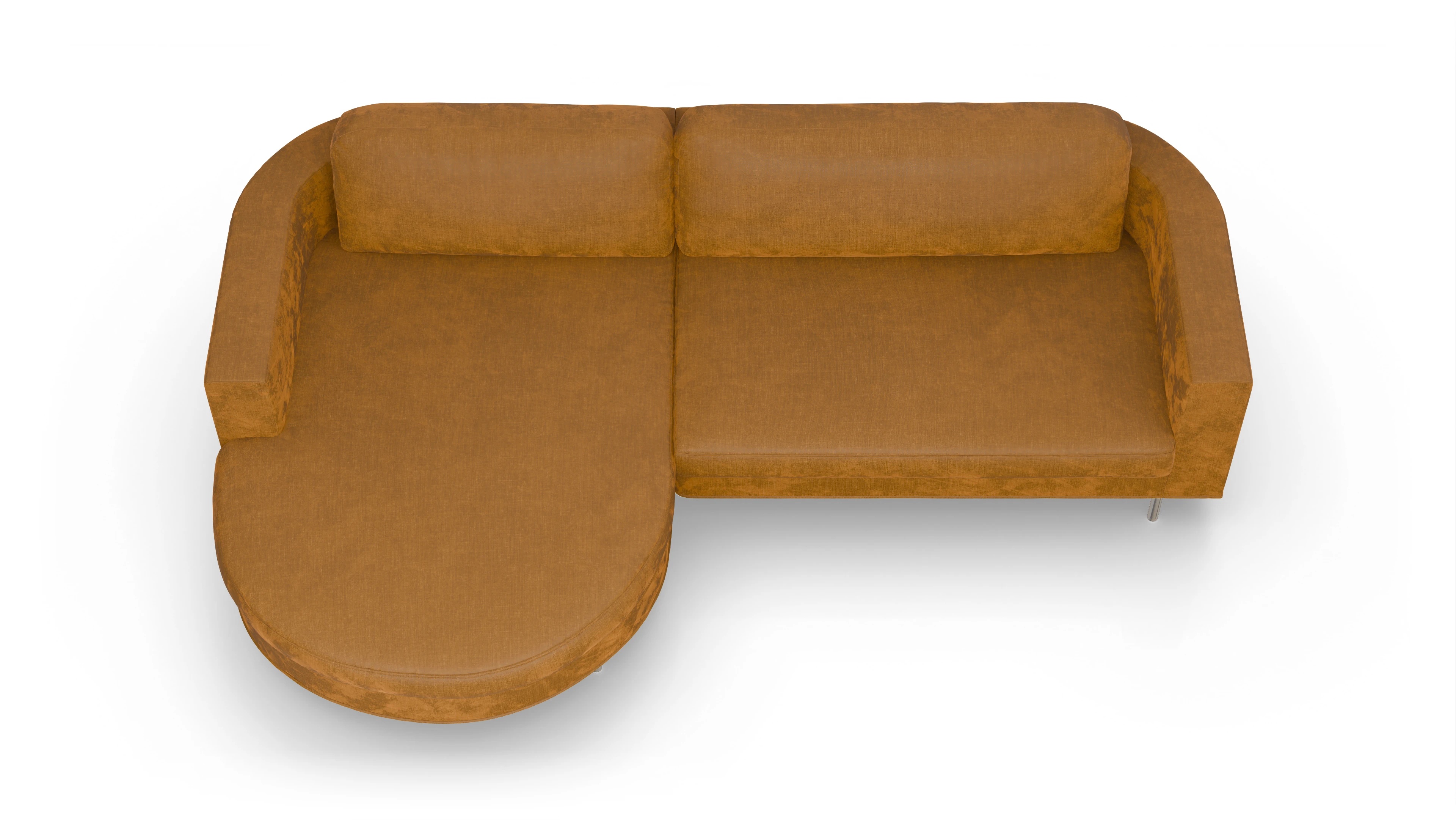 Designer-Stoffsofa Girando Ansicht des Produktes Girando Sofa mit Rec links in Stoff braun
