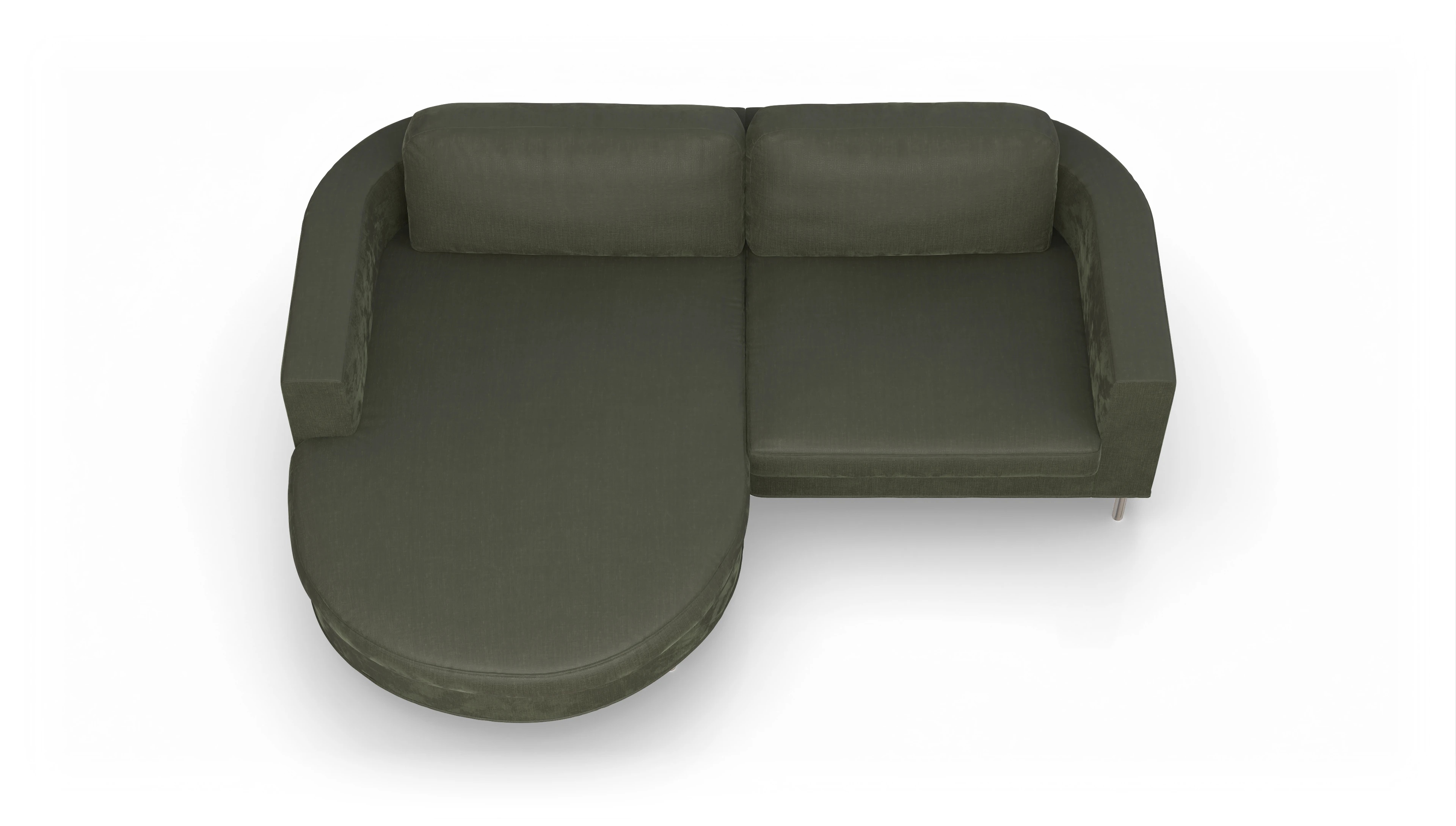Ansicht des Produktes Girando Sofa mit Rec links in Stoff grün