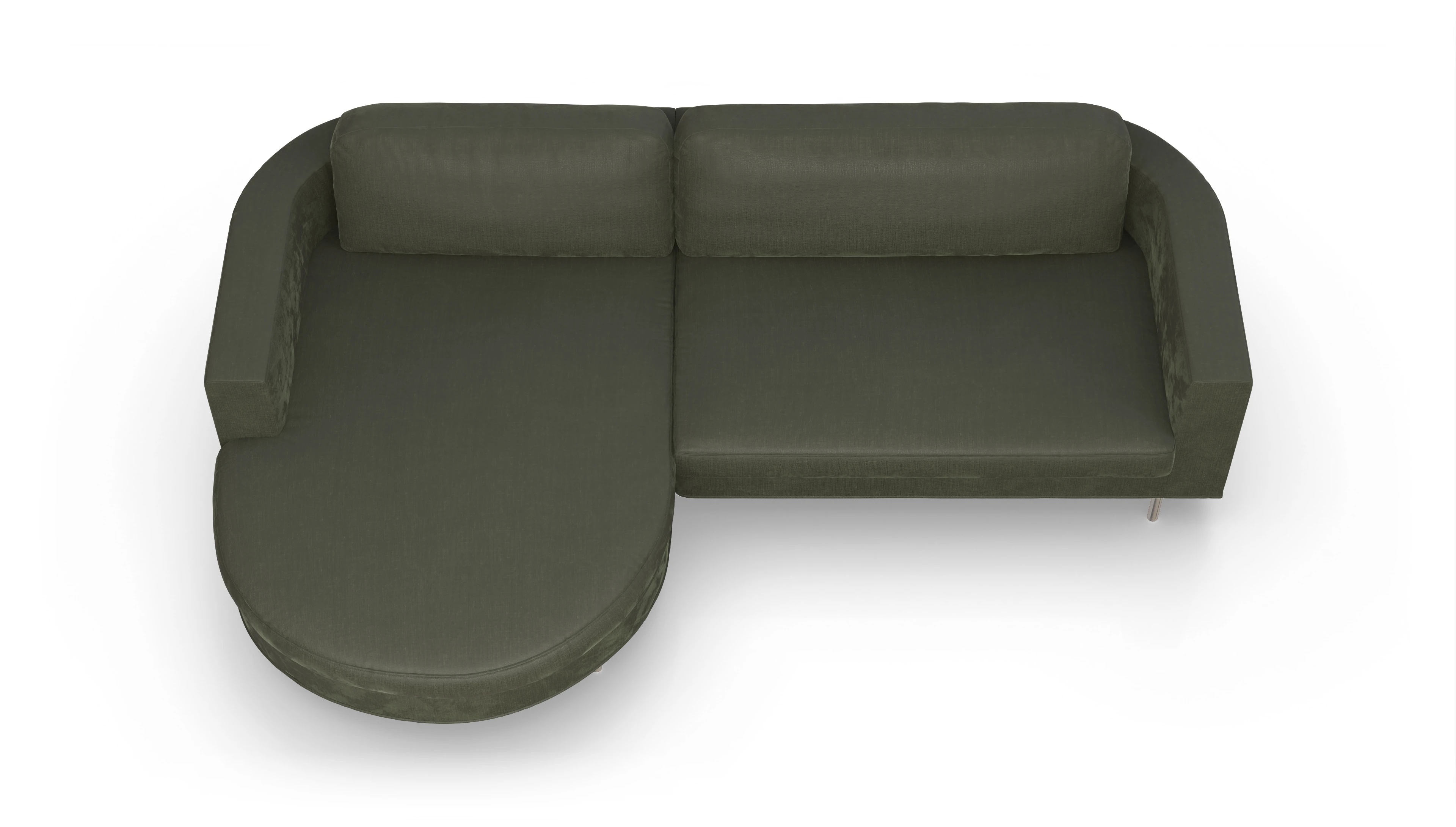 Designer-Stoffsofa Girando Ansicht des Produktes Girando Sofa mit Rec links in Stoff grün