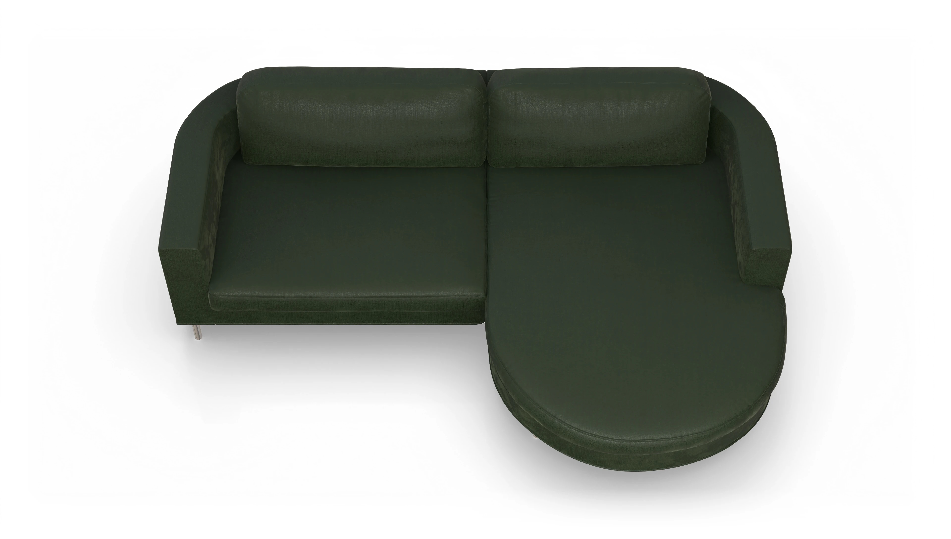 Designer-Stoffsofa Girando Ansicht des Produktes Girando Sofa mit Rec rechts in Stoff grün