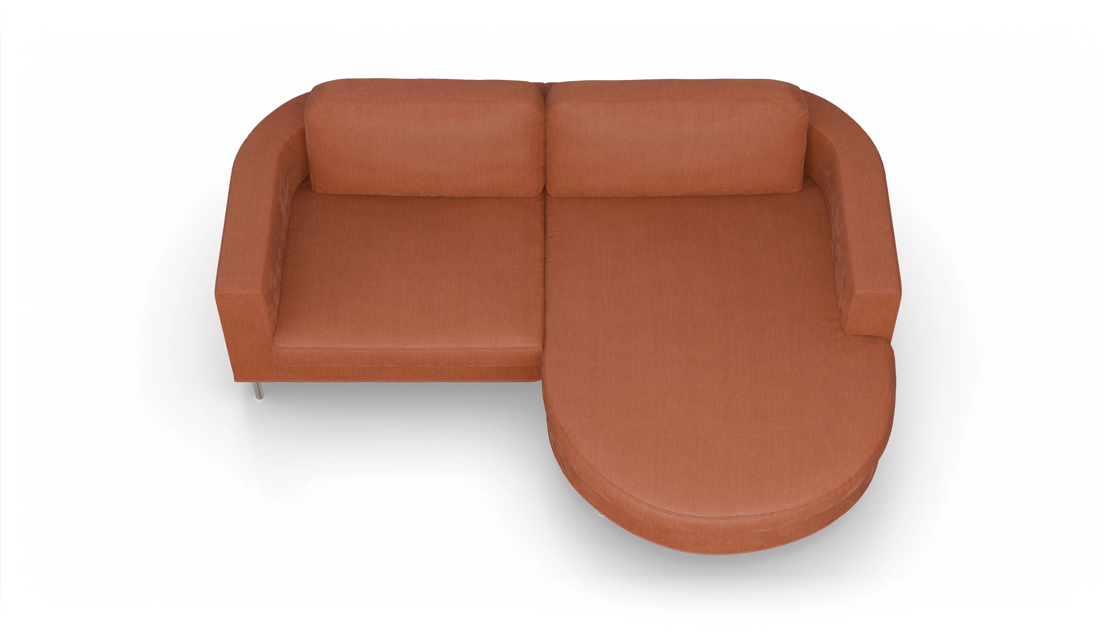 Ansicht des Produktes Girando Sofa mit Rec rechts in Stoff orange
