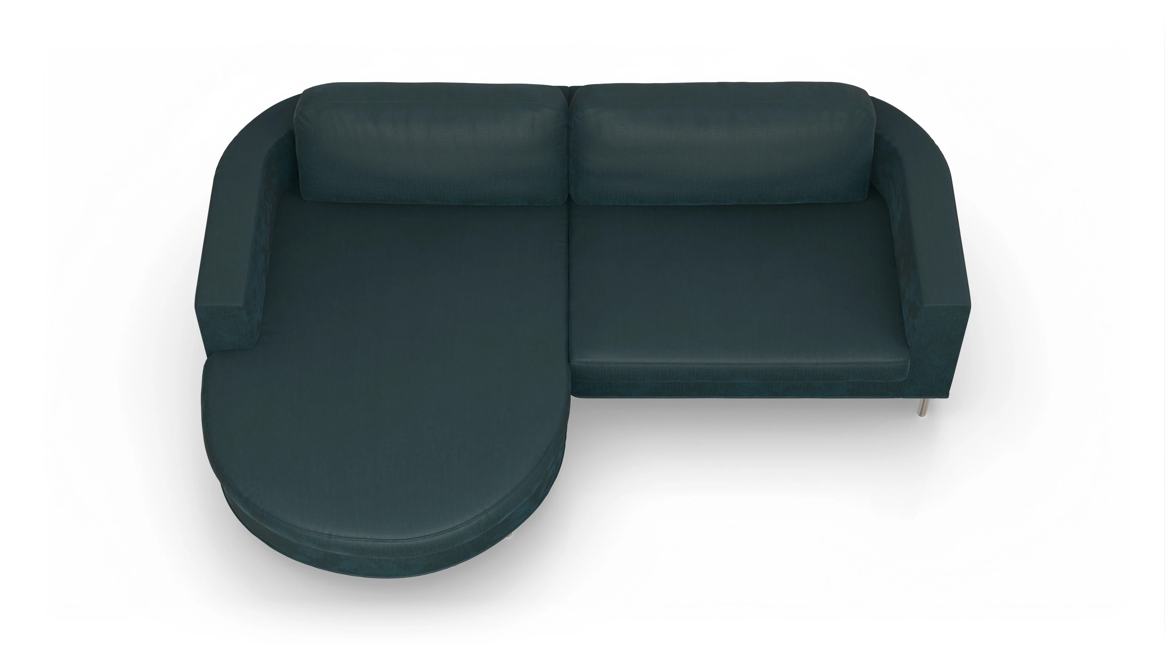 Designer-Stoffsofa Girando Ansicht des Produktes Girando Sofa mit Rec links in Stoff grün