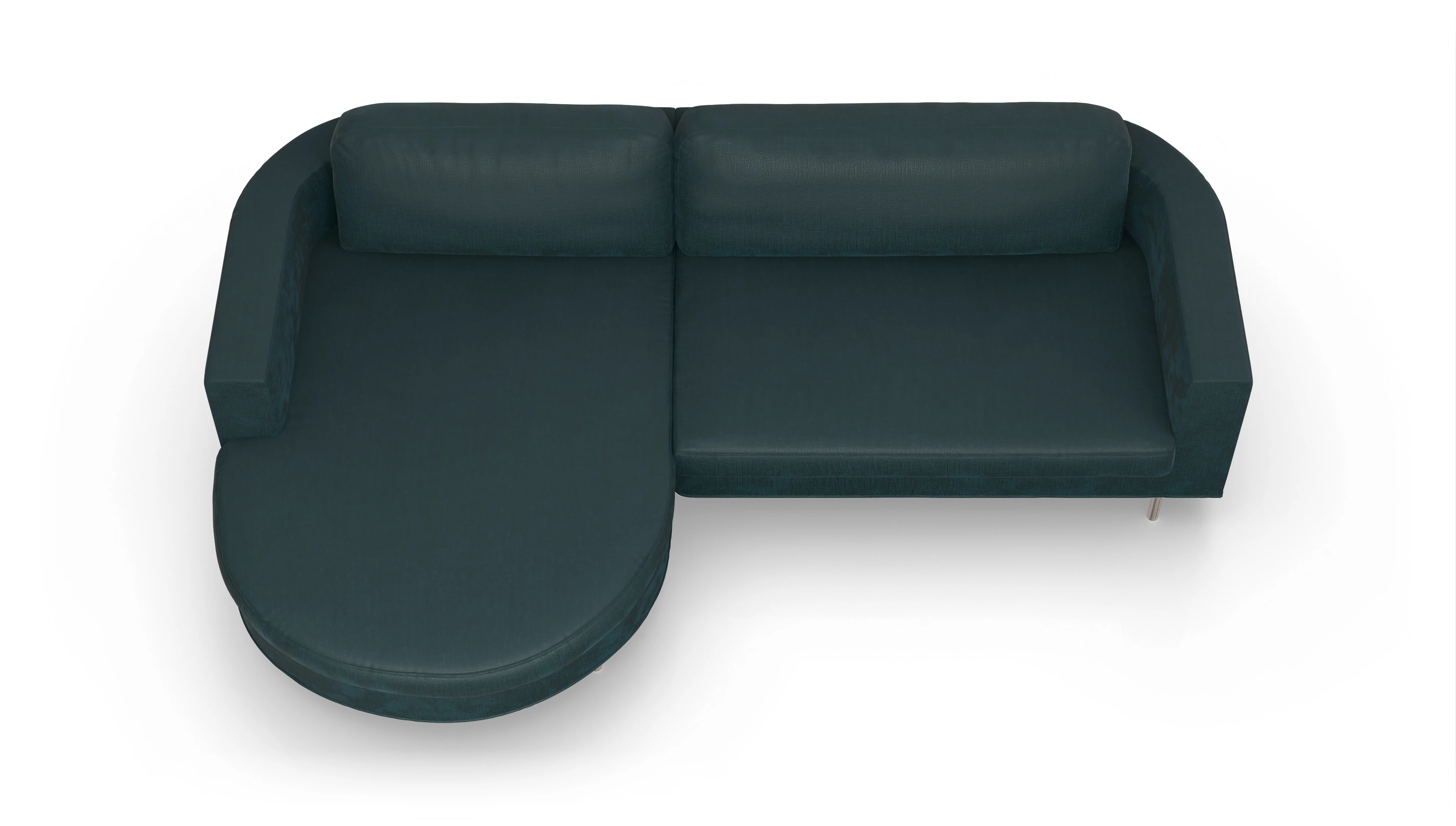 Designer-Stoffsofa Girando Ansicht des Produktes Girando Sofa mit Rec links in Stoff grün
