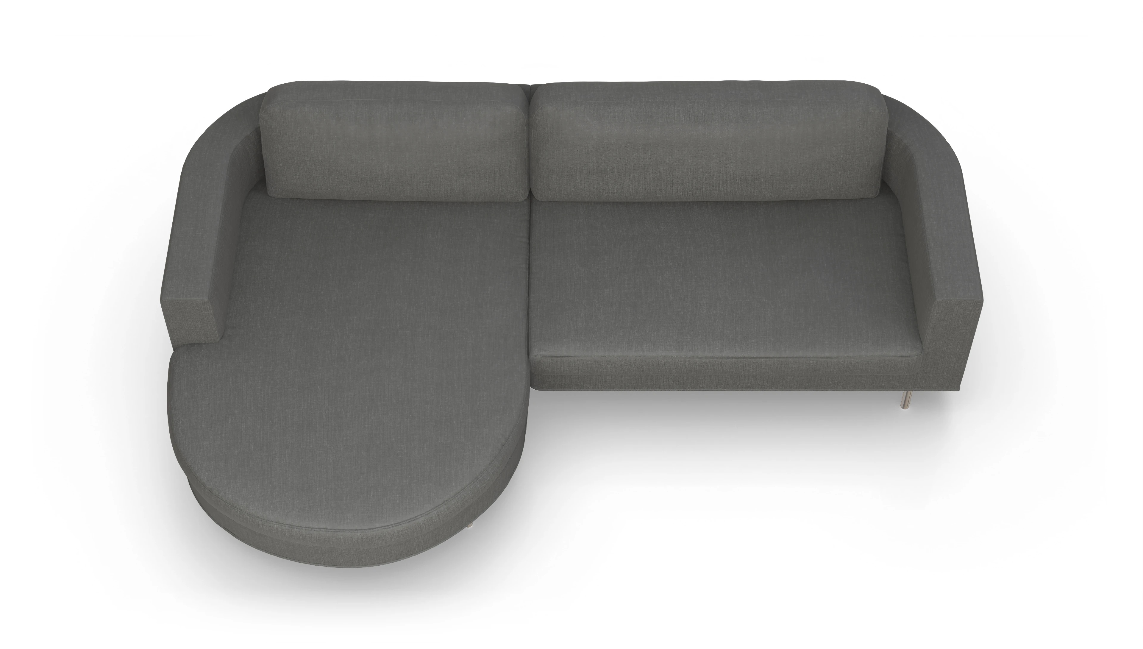 Designer-Stoffsofa Girando Ansicht des Produktes Girando Sofa mit Rec links in Stoff grau