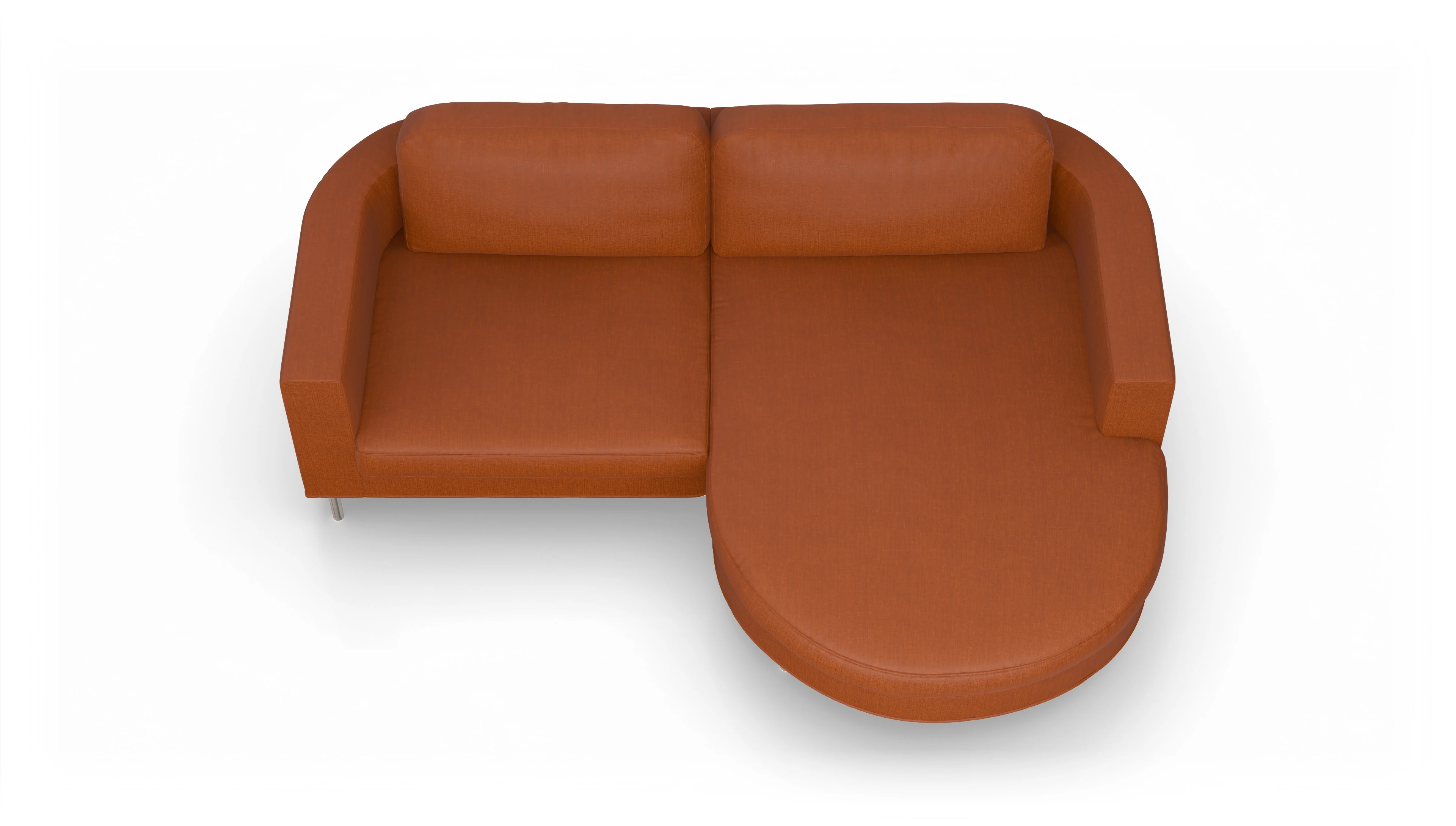 Designer-Stoffsofa Girando Ansicht des Produktes Girando Sofa mit Rec rechts in Stoff orange