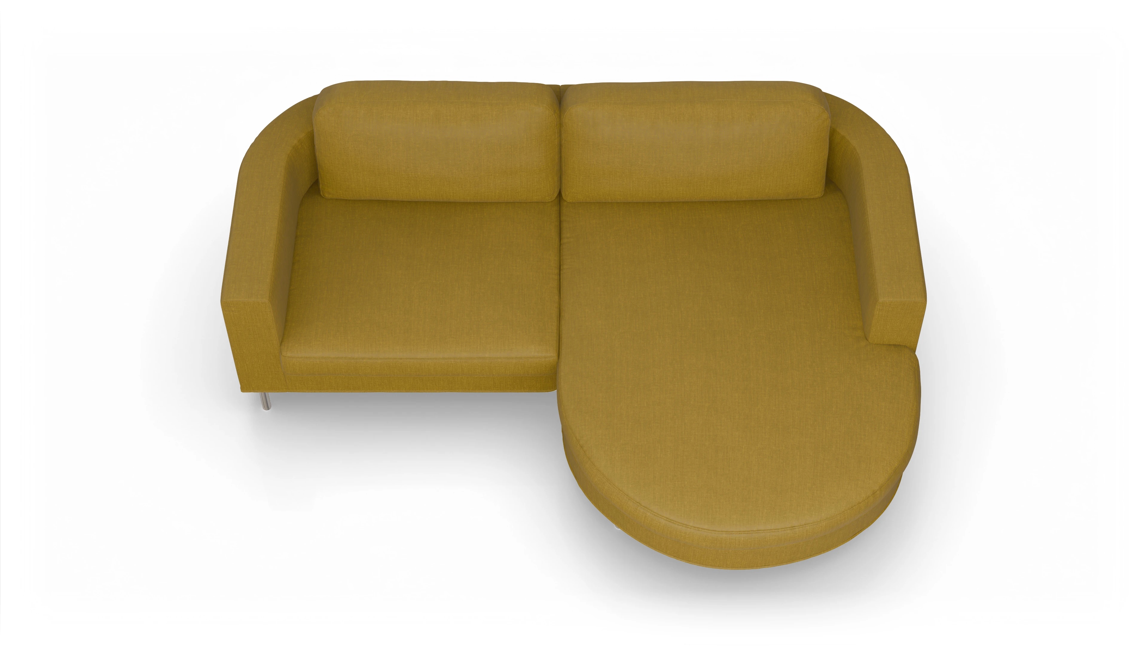 Designer-Stoffsofa Girando Ansicht des Produktes Girando Sofa mit Rec rechts in Stoff gelb