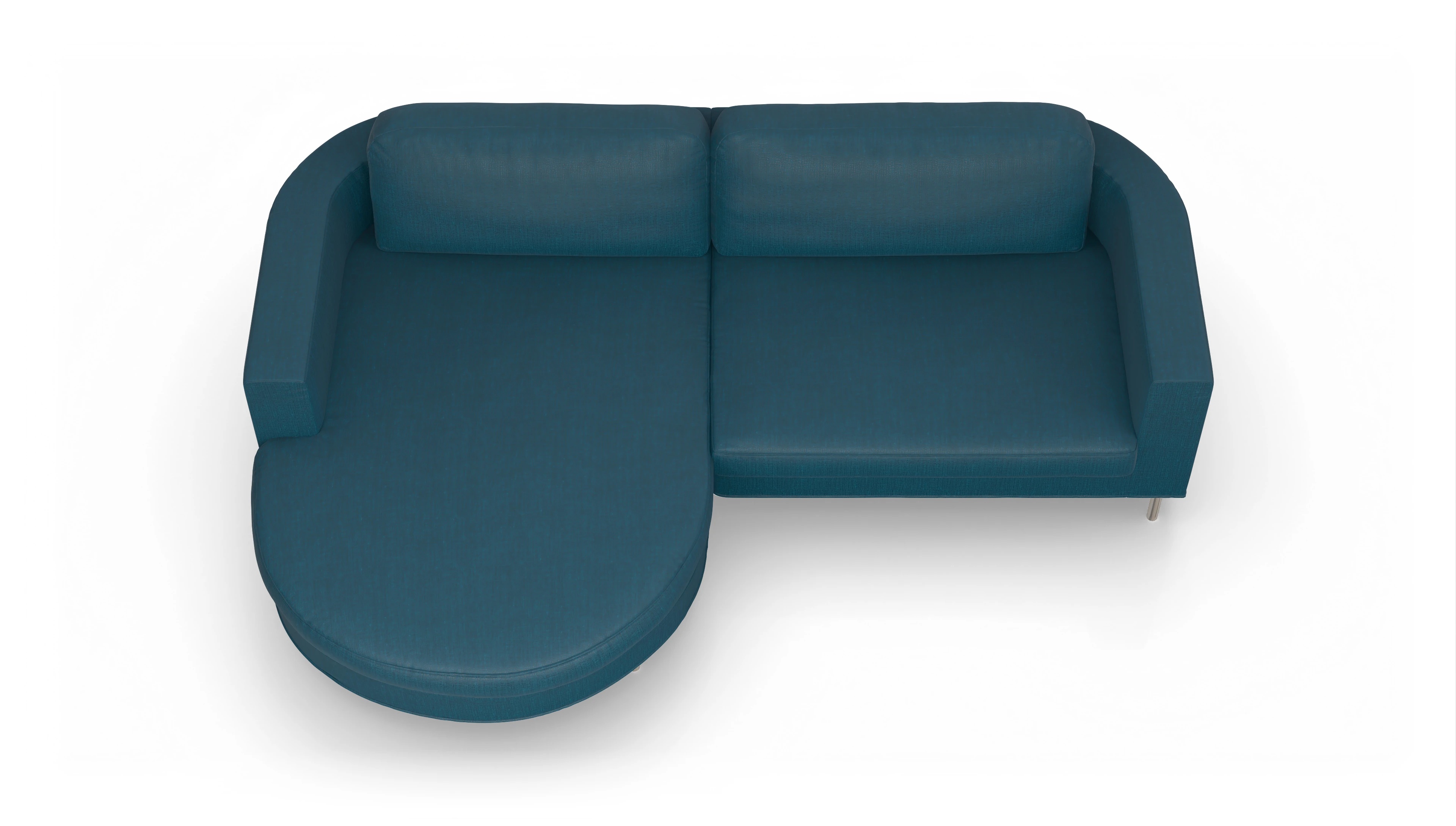 Ansicht des Produktes Girando Sofa mit Rec links in Stoff blau