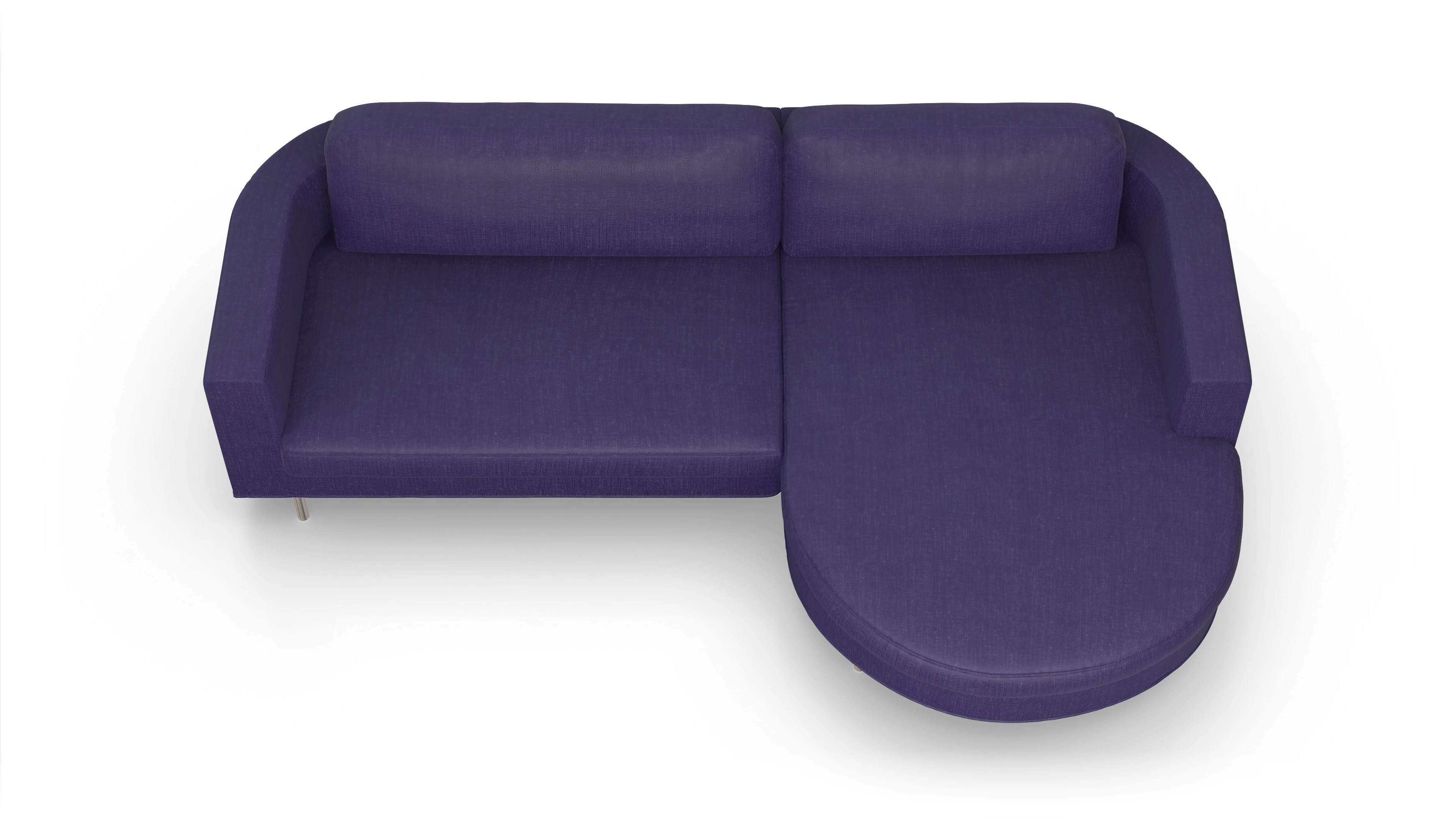 Designer-Stoffsofa Girando Ansicht des Produktes Girando Sofa mit Rec rechts in Stoff blau