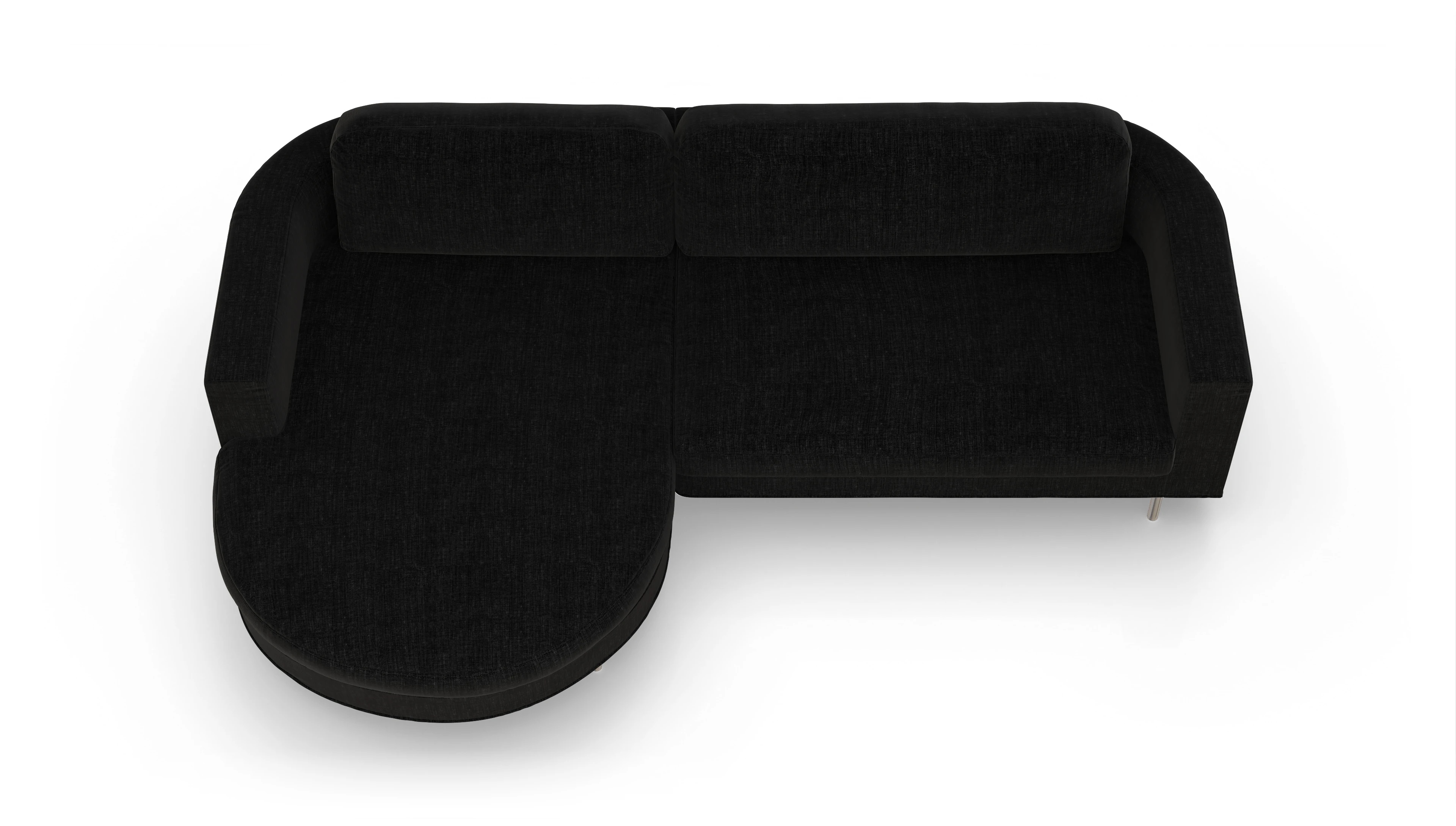 Designer-Stoffsofa Girando Ansicht des Produktes Girando Sofa mit Rec links in Stoff schwarz