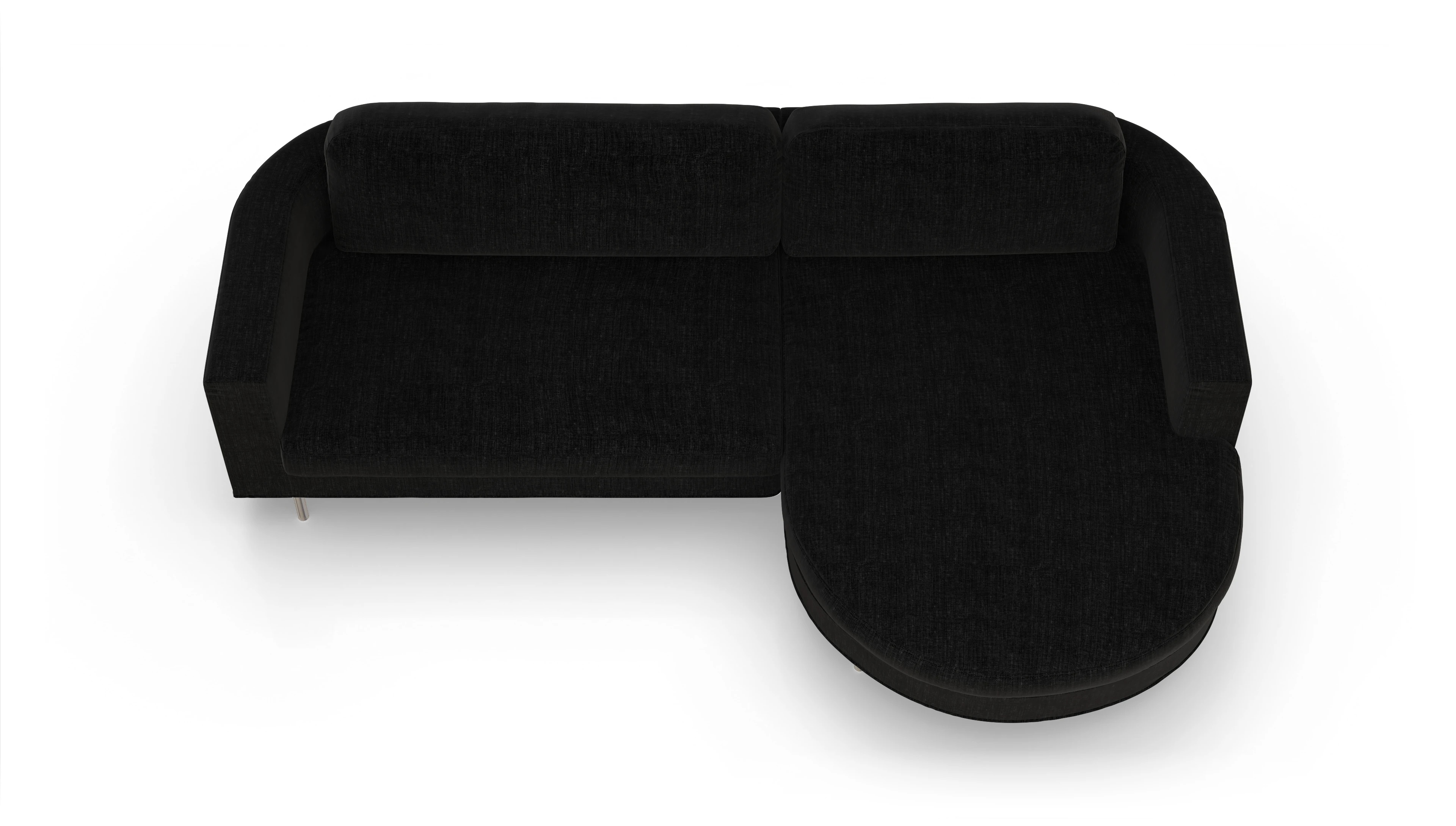 Ansicht des Produktes Girando Sofa mit Rec rechts in Stoff schwarz