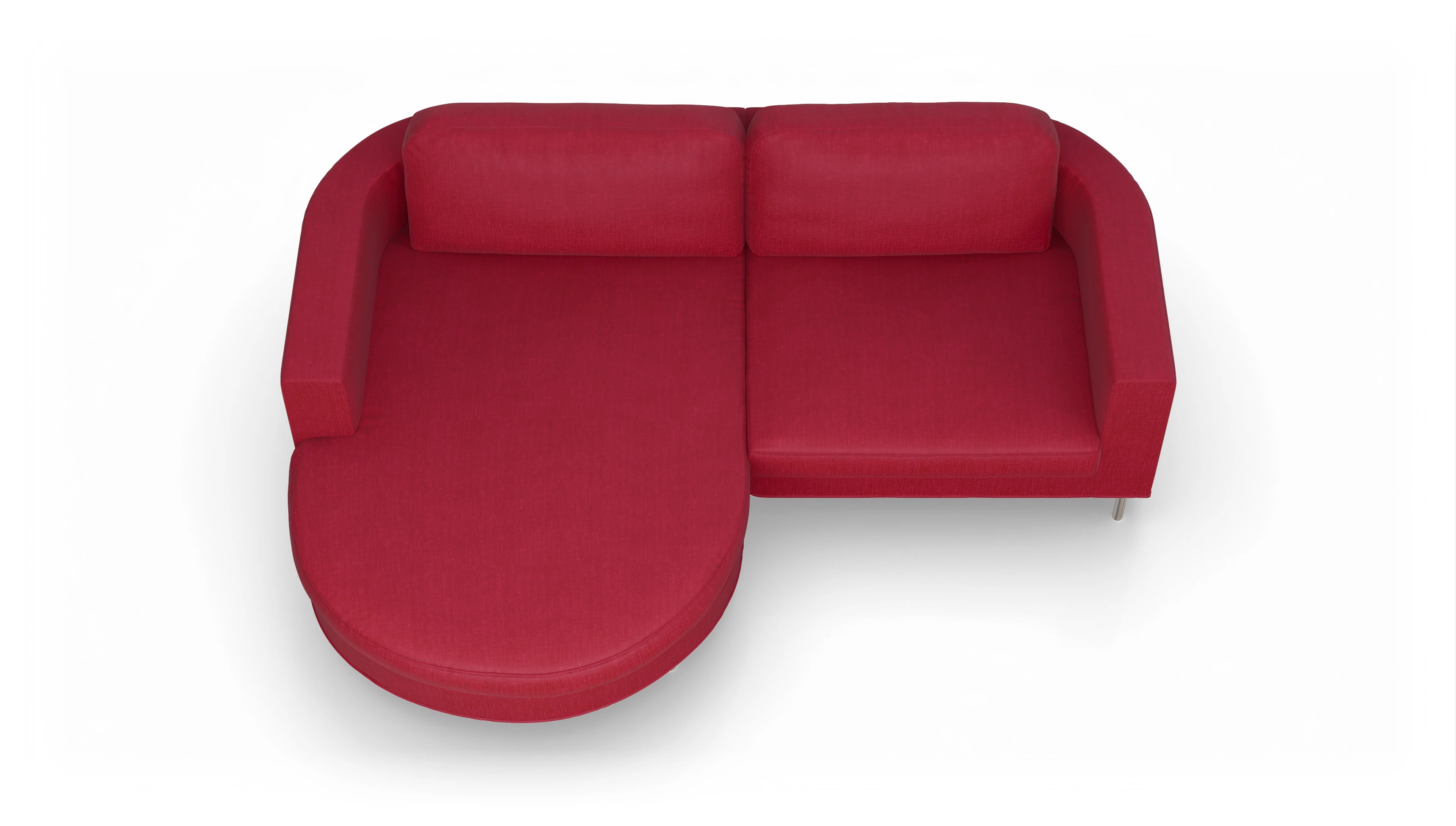 Ansicht des Produktes Girando Sofa mit Rec links in Stoff rot