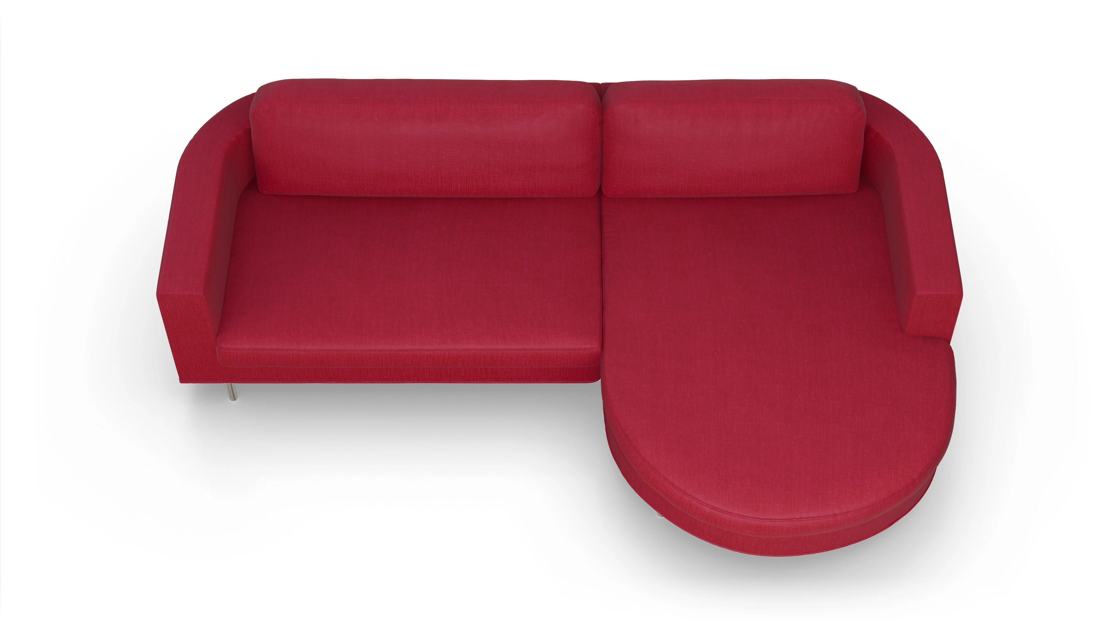 Designer-Stoffsofa Girando Ansicht des Produktes Girando Sofa mit Rec rechts in Stoff rot