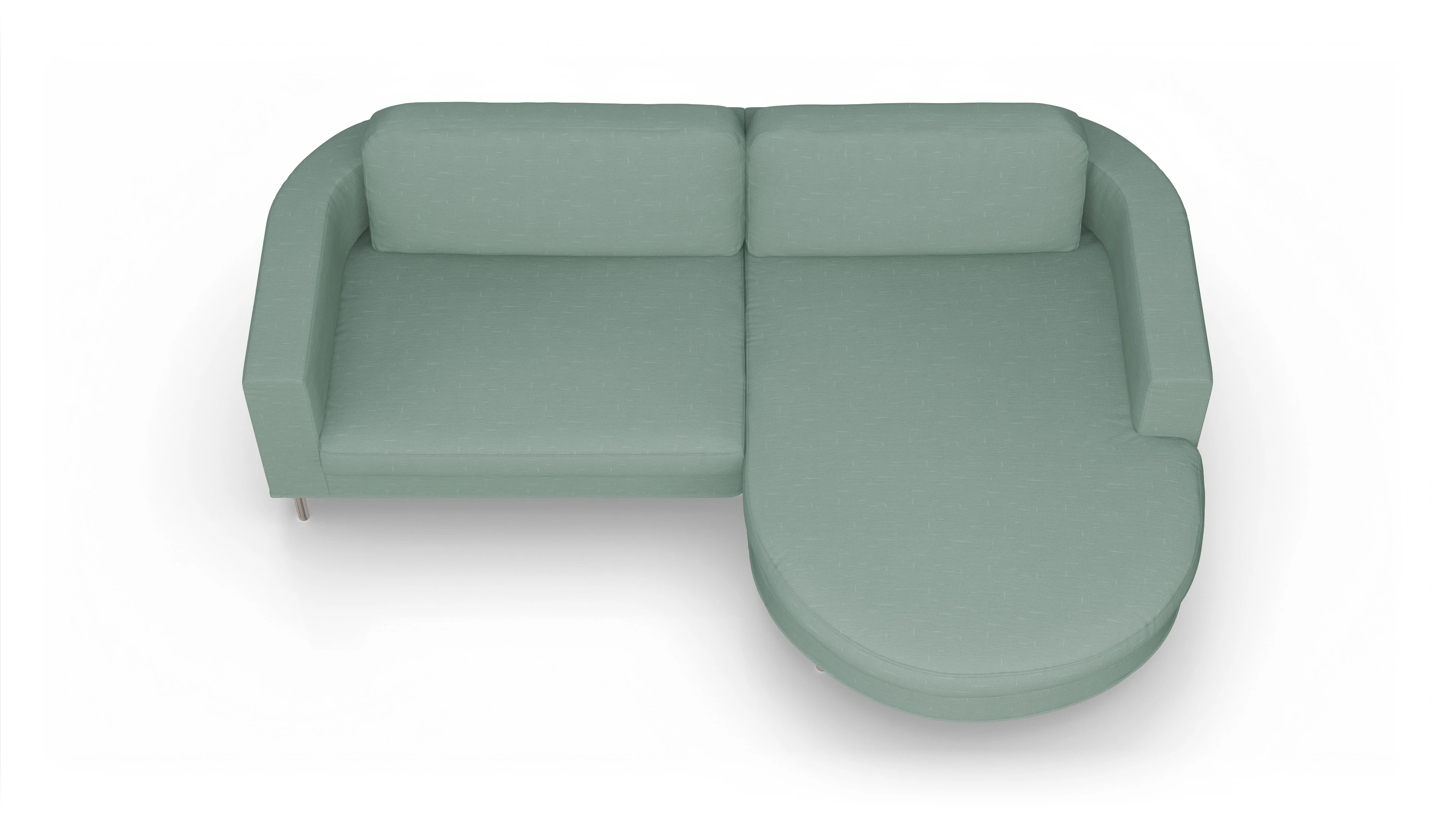 Ansicht des Produktes Girando Sofa mit Rec rechts in Stoff grün