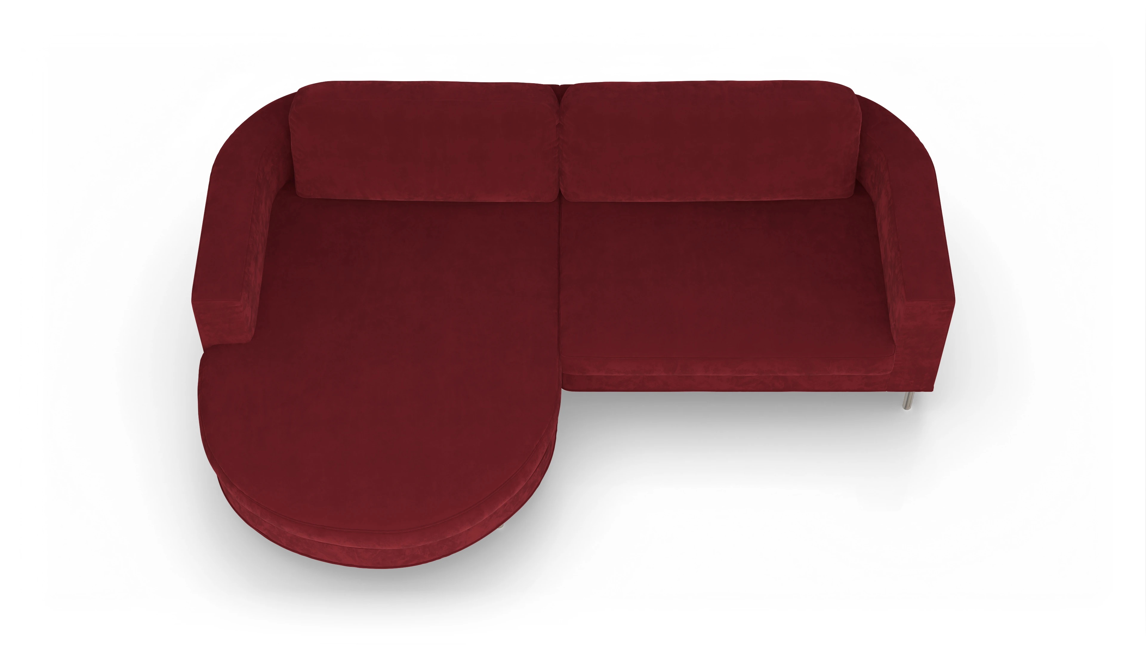 Ansicht des Produktes Girando Sofa mit Rec links in Samt rot