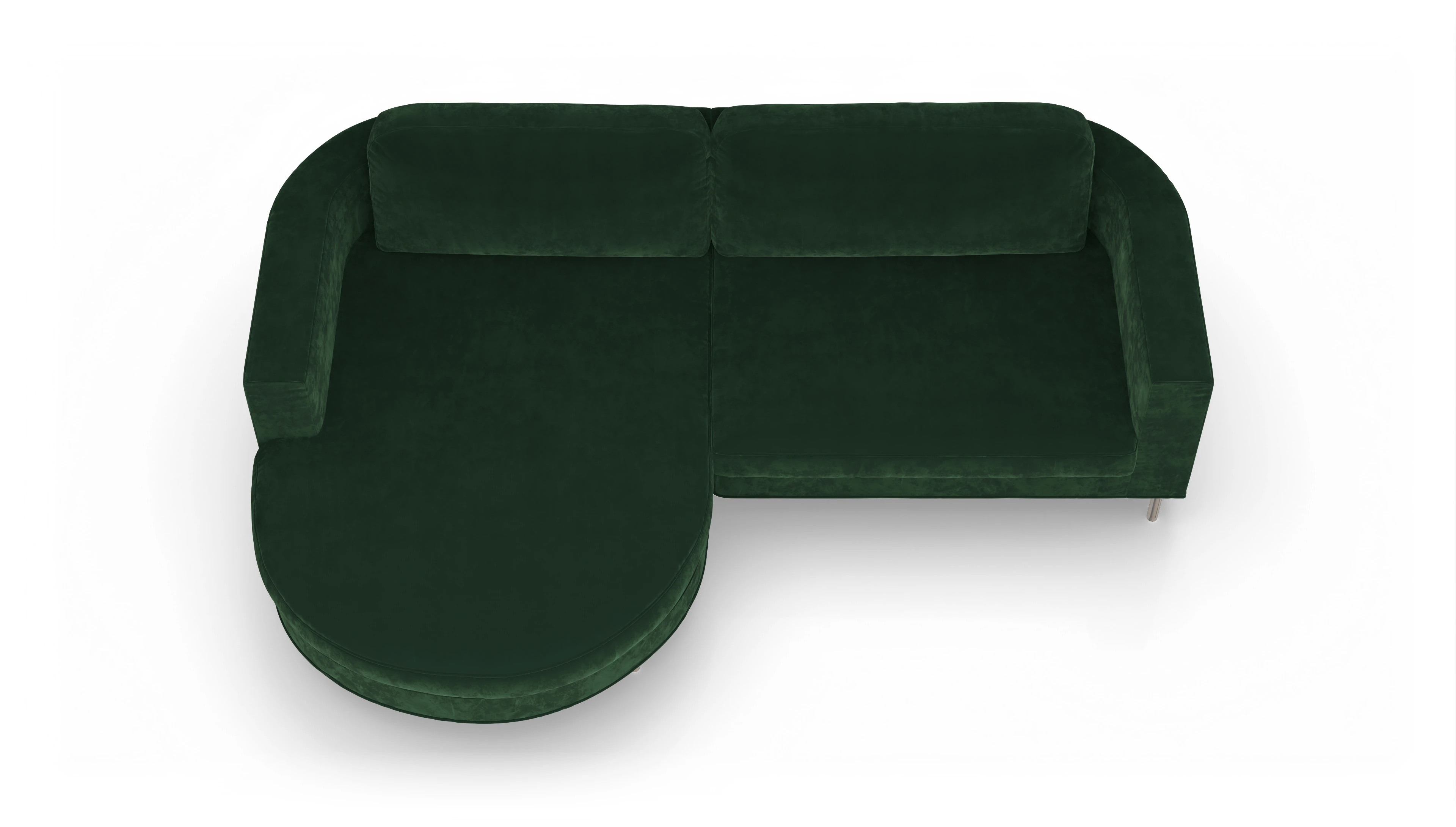 Designer-Stoffsofa Girando Ansicht des Produktes Girando Sofa mit Rec links in Samt grün