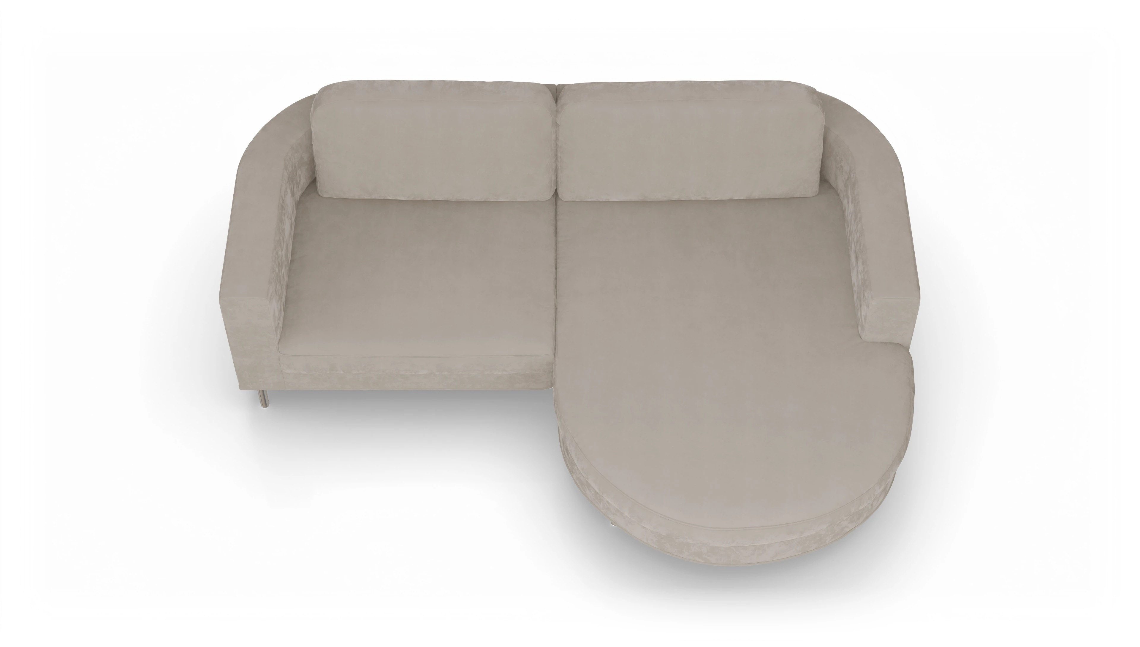 Designer-Stoffsofa Girando Ansicht des Produktes Girando Sofa mit Rec rechts in Samt weiß