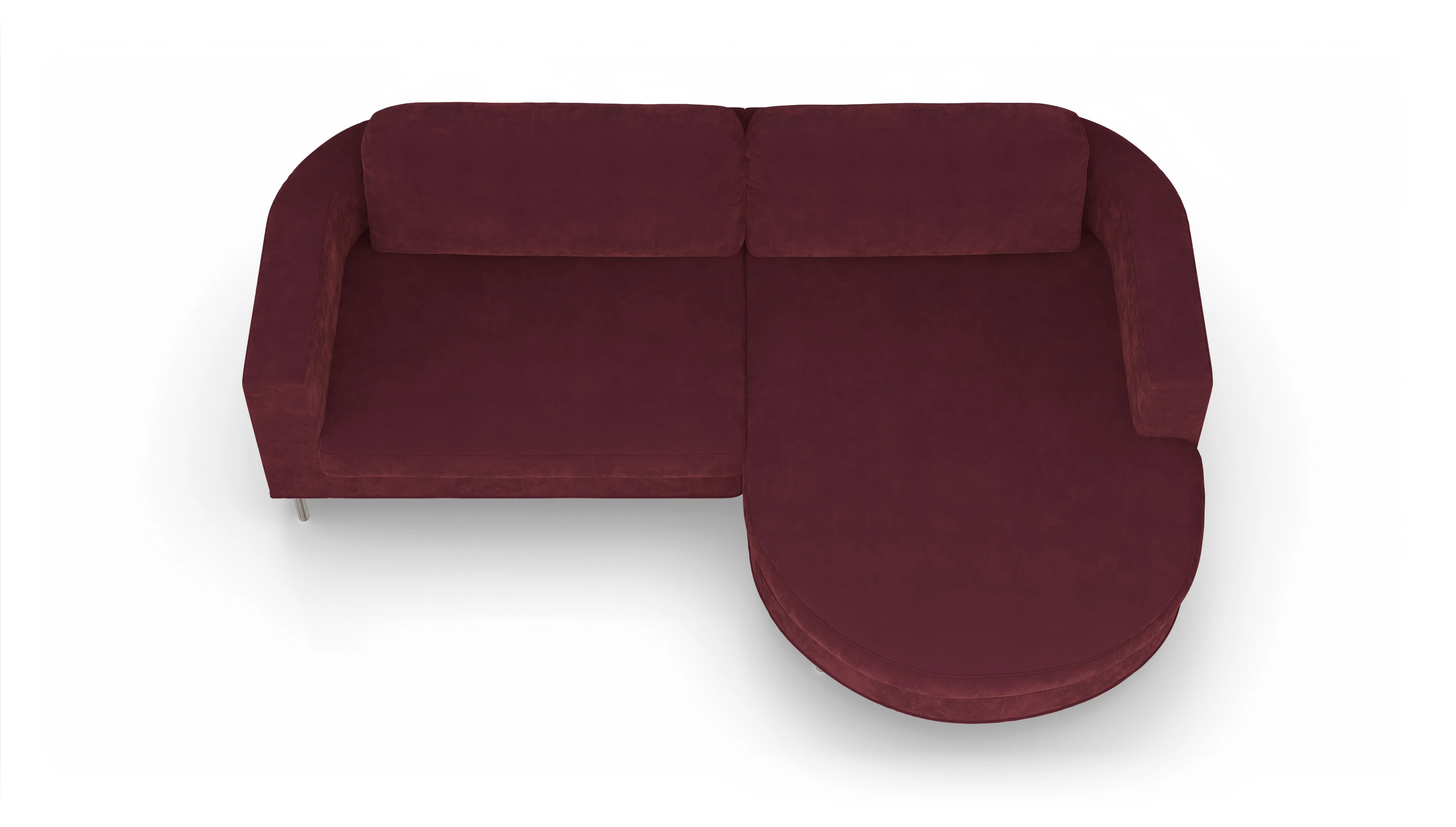 Designer-Stoffsofa Girando Ansicht des Produktes Girando Sofa mit Rec rechts in Samt rot