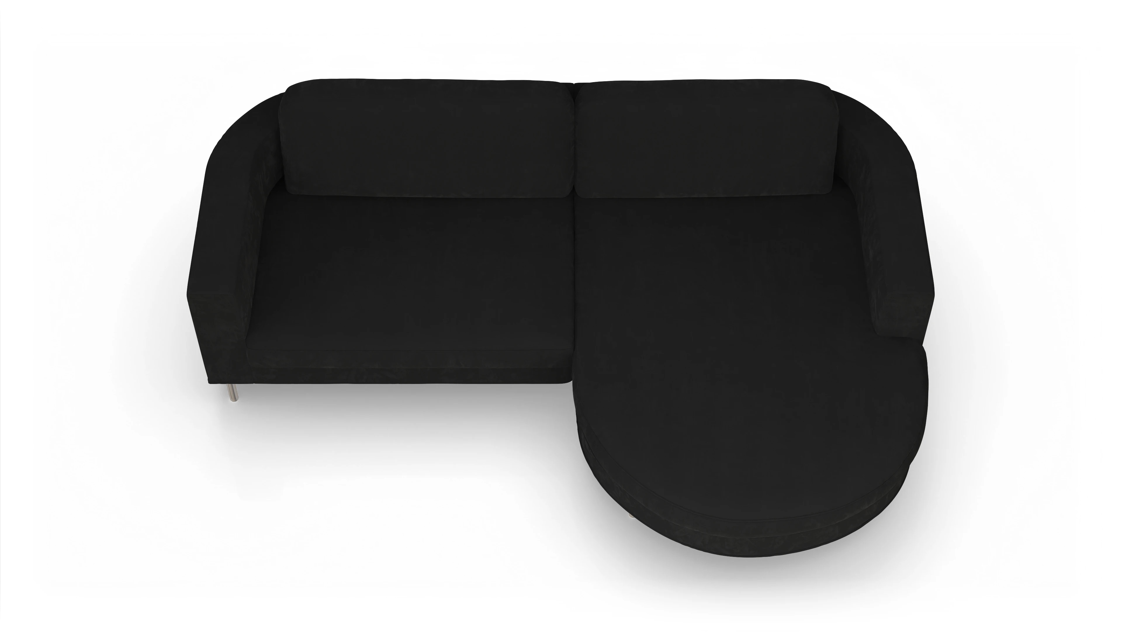 Designer-Stoffsofa Girando Ansicht des Produktes Girando Sofa mit Rec rechts in Samt schwarz