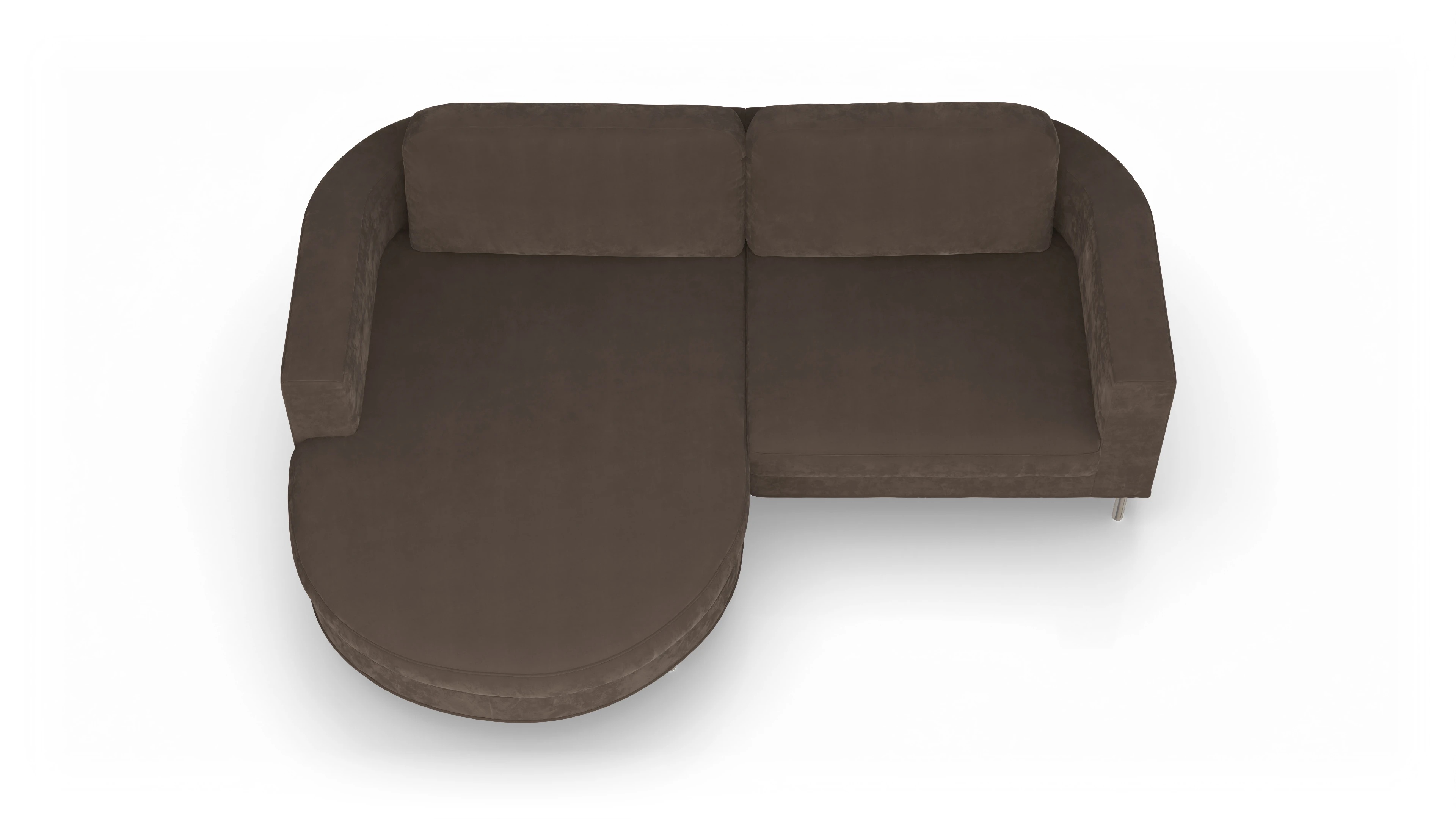 Designer-Stoffsofa Girando Ansicht des Produktes Girando Sofa mit Rec links in Samt braun
