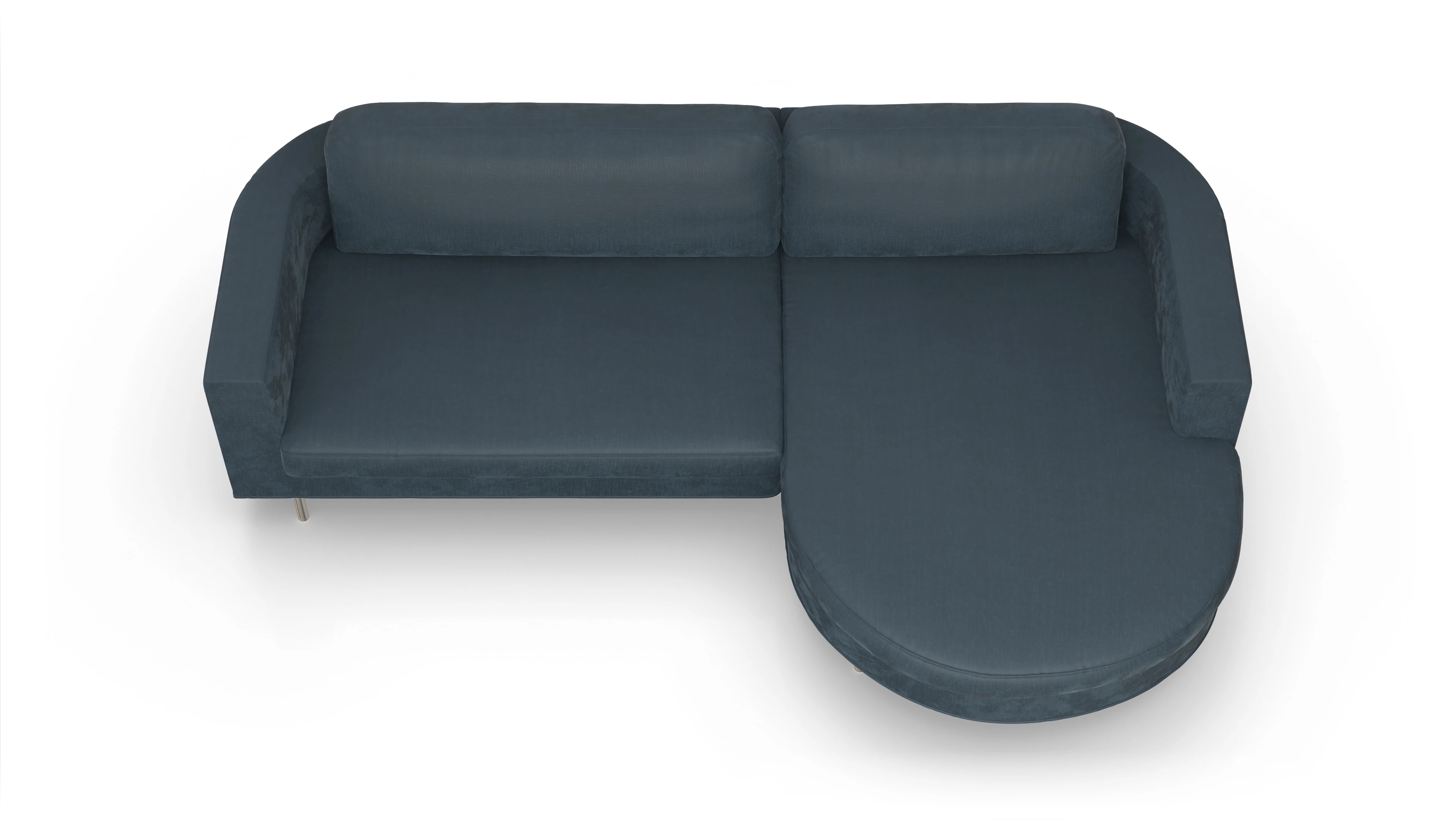 Ansicht des Produktes Girando Sofa mit Rec rechts in Stoff blau