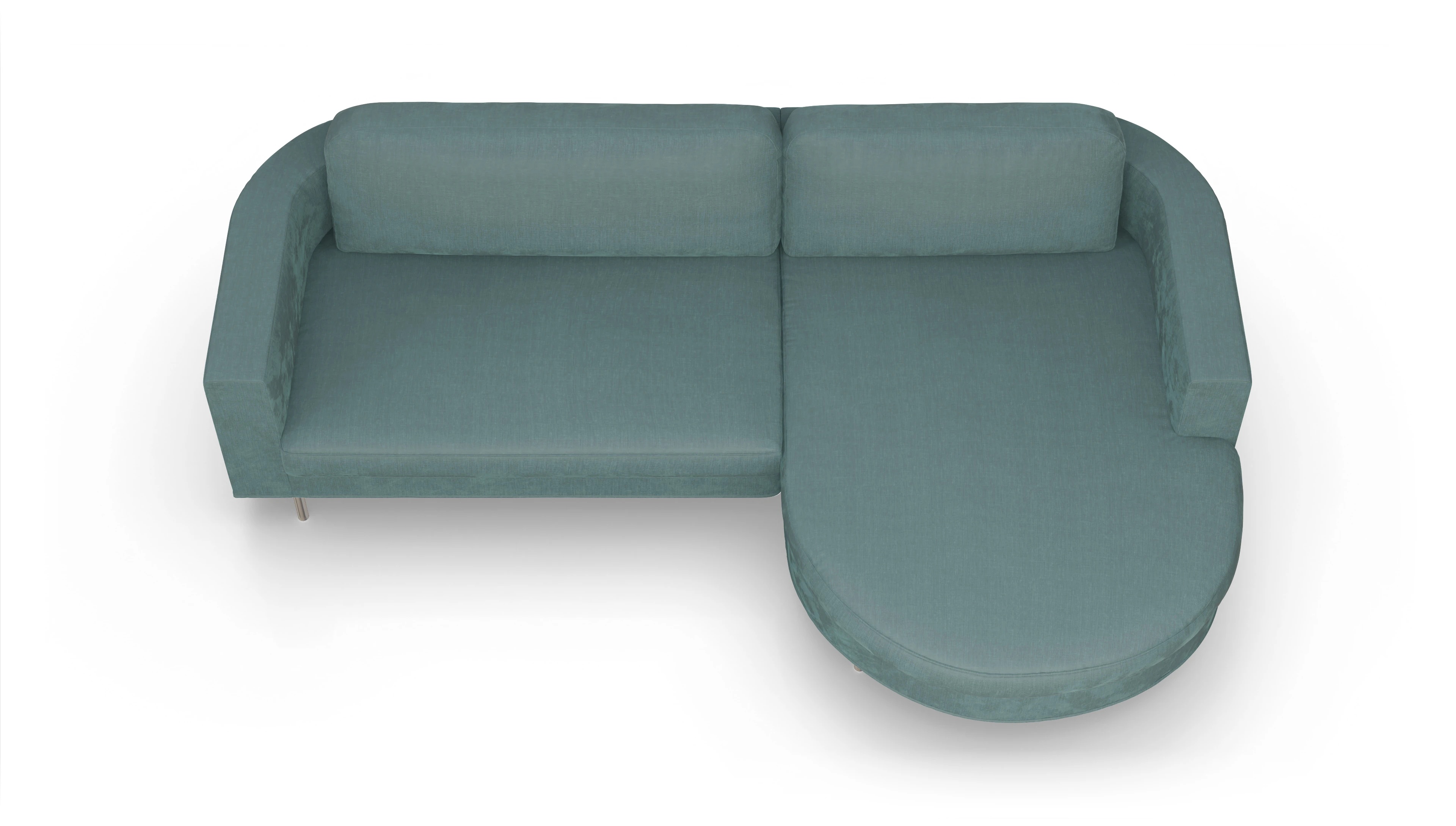 Ansicht des Produktes Girando Sofa mit Rec rechts in Stoff blau