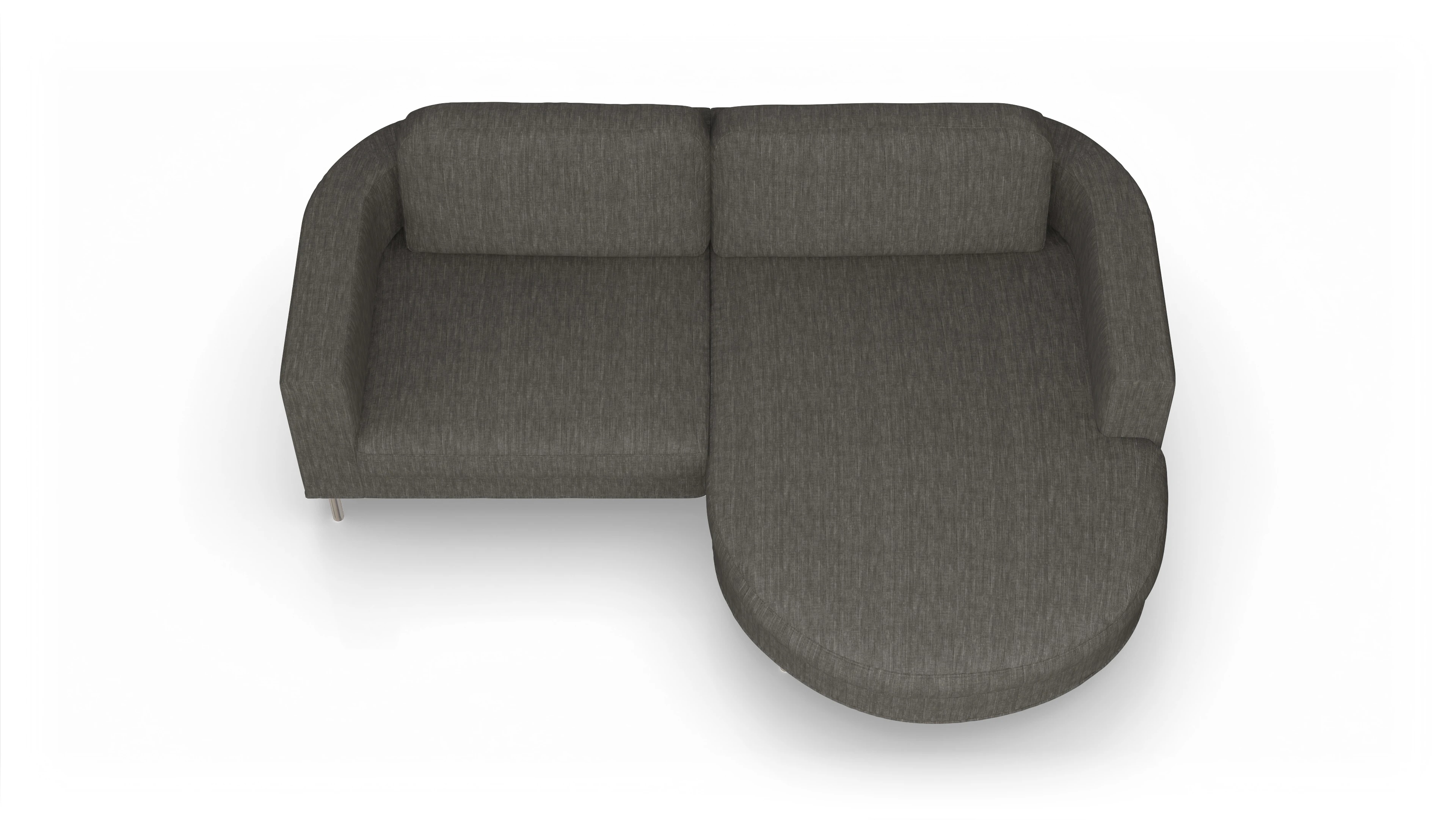 Designer-Stoffsofa Girando Ansicht des Produktes Girando Sofa mit Rec rechts in Stoff grau
