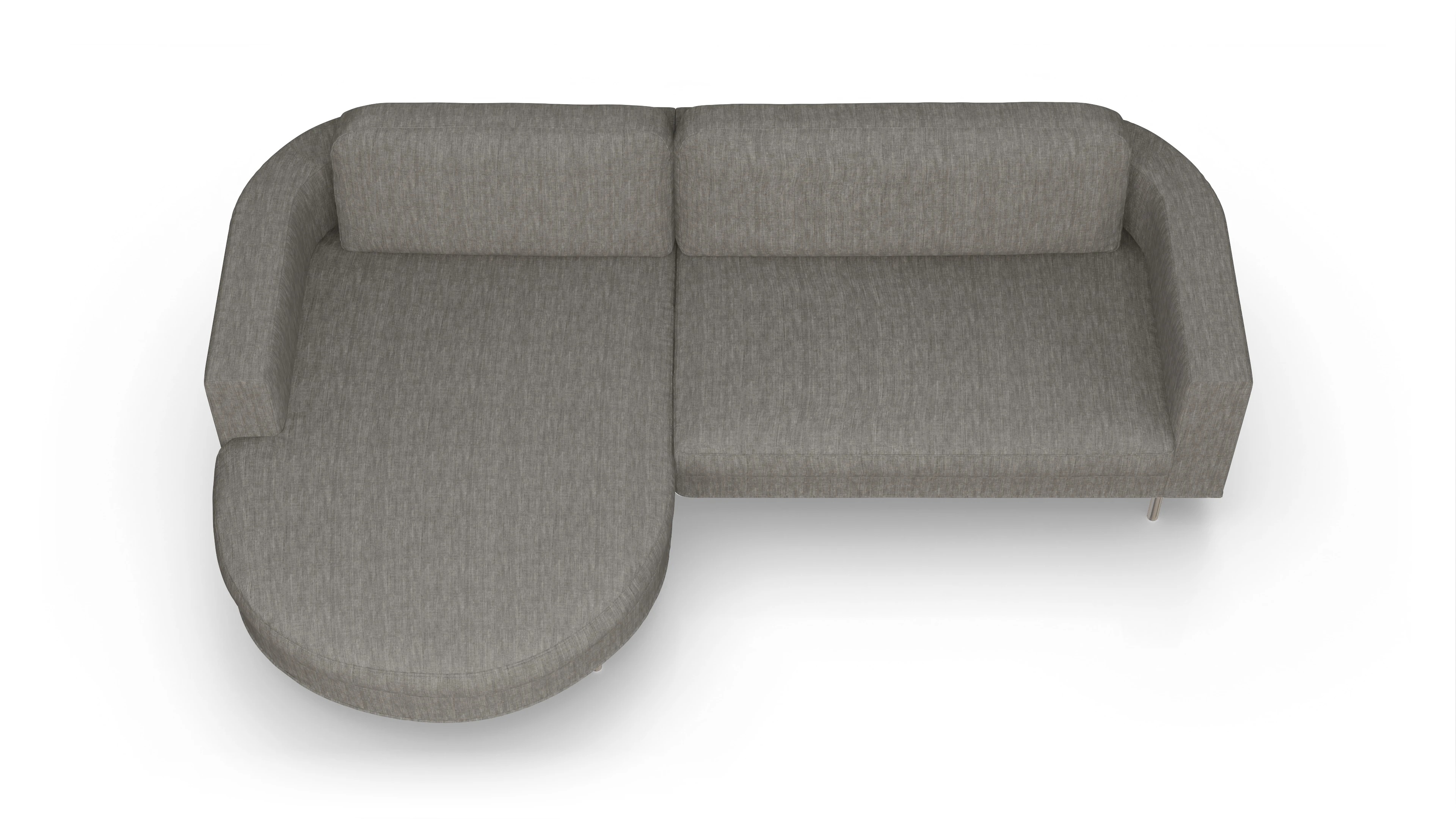 Designer-Stoffsofa Girando Ansicht des Produktes Girando Sofa mit Rec links in Stoff grau