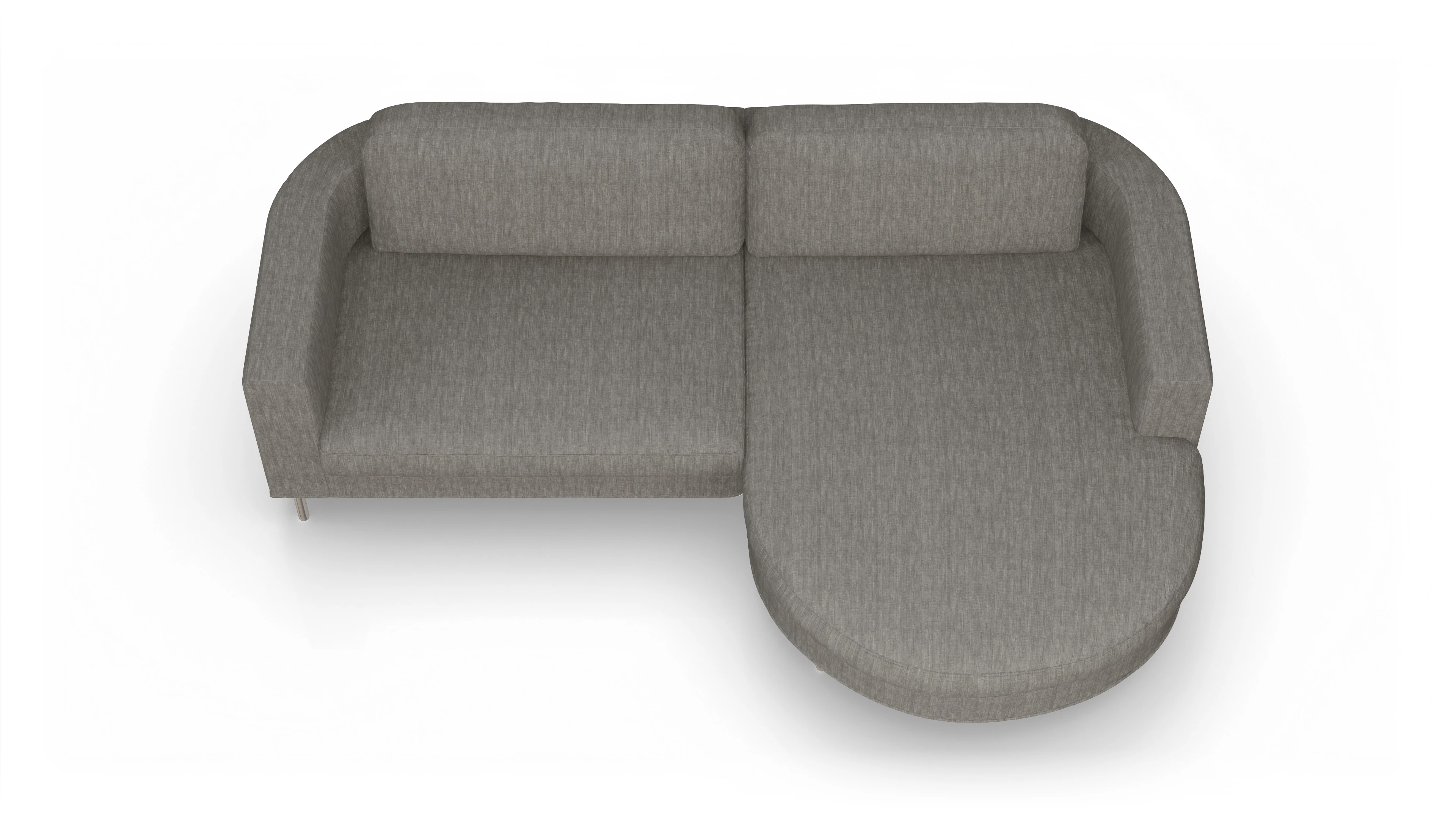 Designer-Stoffsofa Girando Ansicht des Produktes Girando Sofa mit Rec rechts in Stoff grau