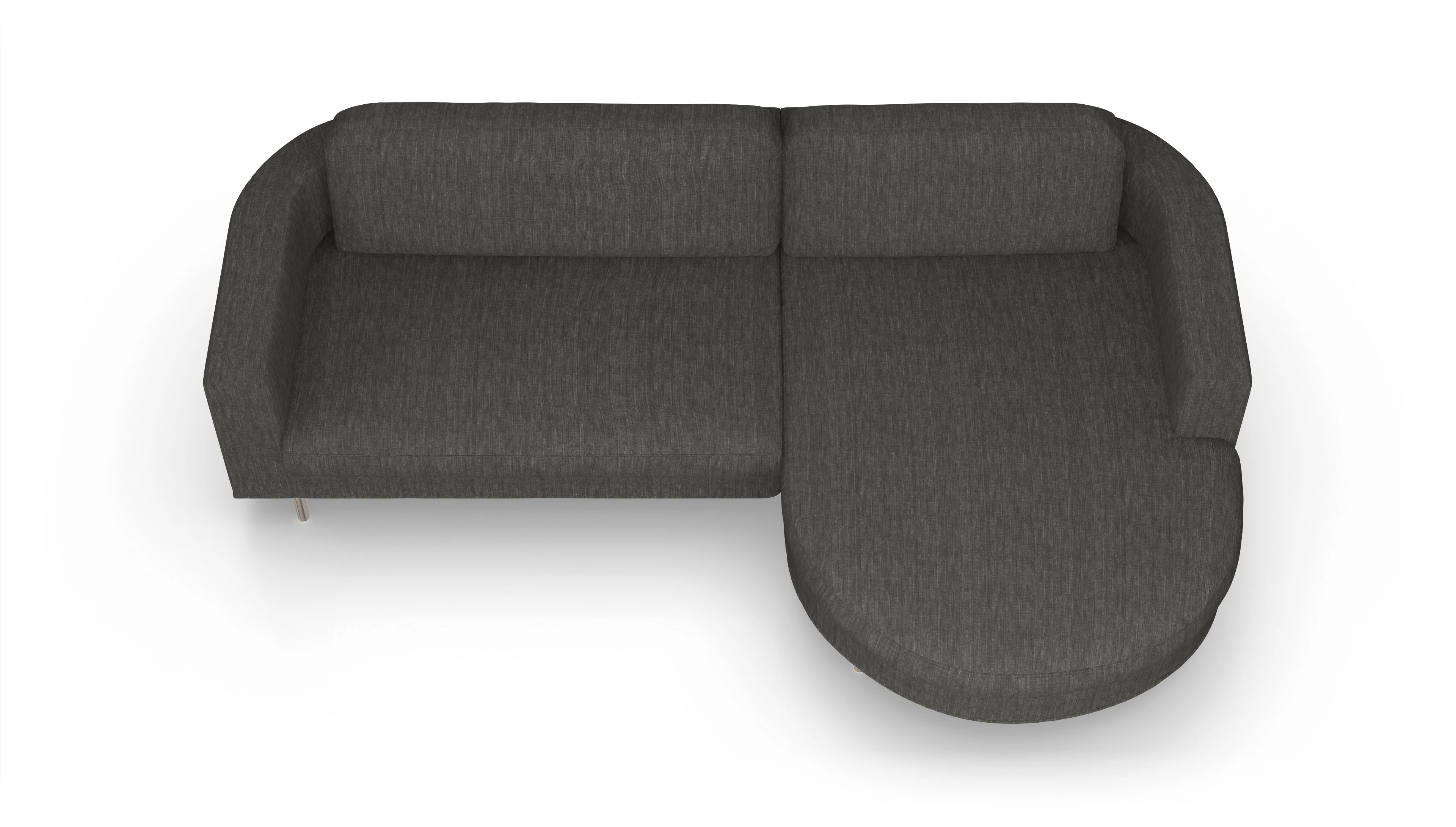 Ansicht des Produktes Girando Sofa mit Rec rechts in Stoff grau
