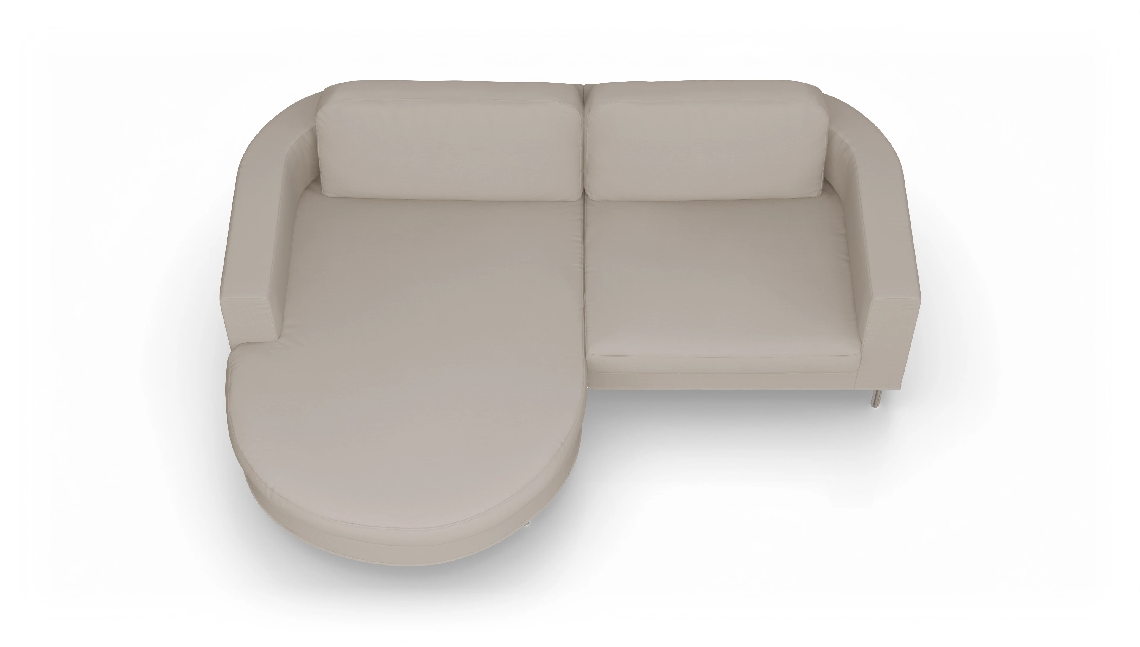 Designer-Stoffsofa Girando Ansicht des Produktes Girando Sofa mit Rec links in Stoff beige