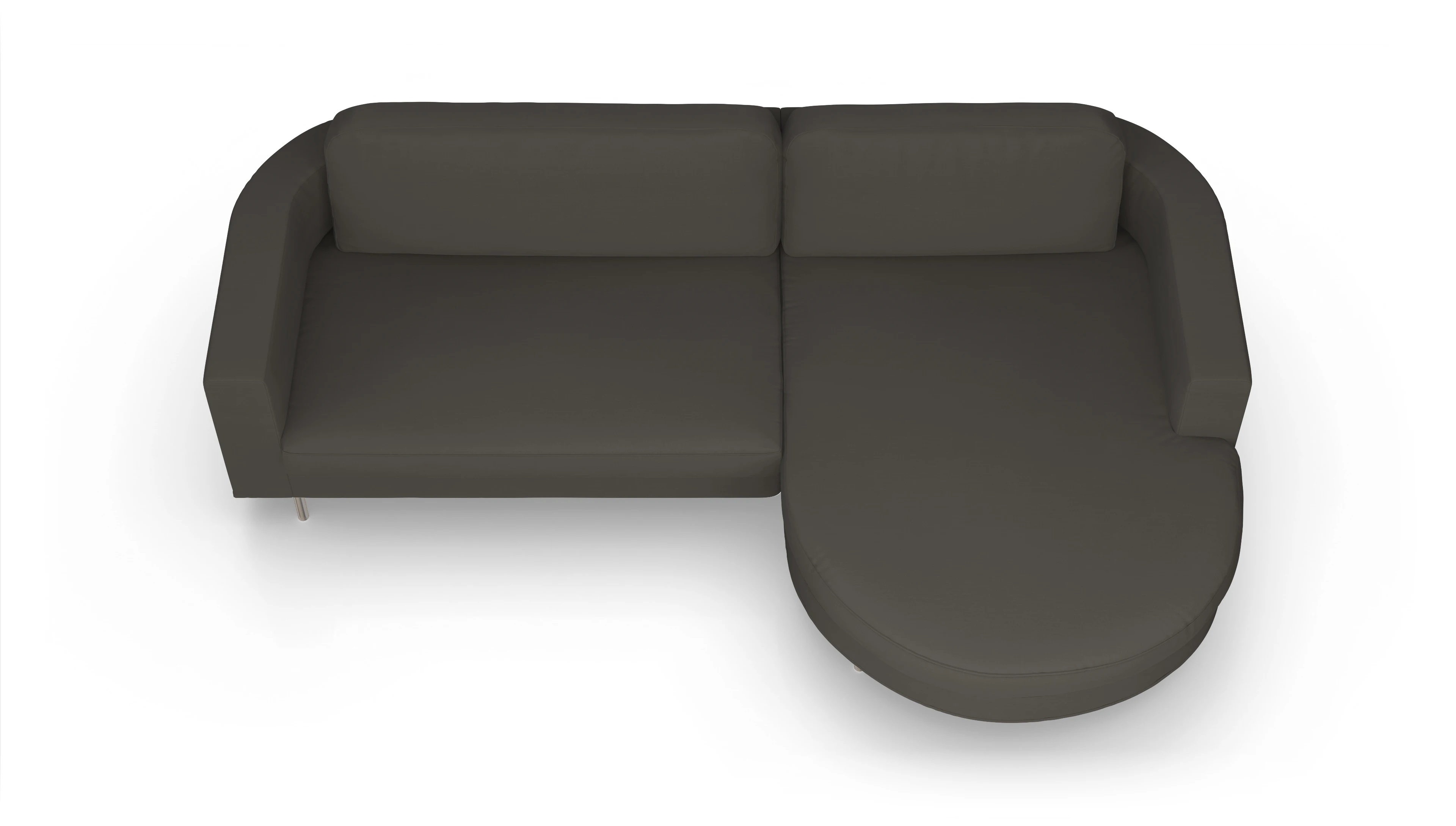 Designer-Stoffsofa Girando Ansicht des Produktes Girando Sofa mit Rec rechts in Stoff grau