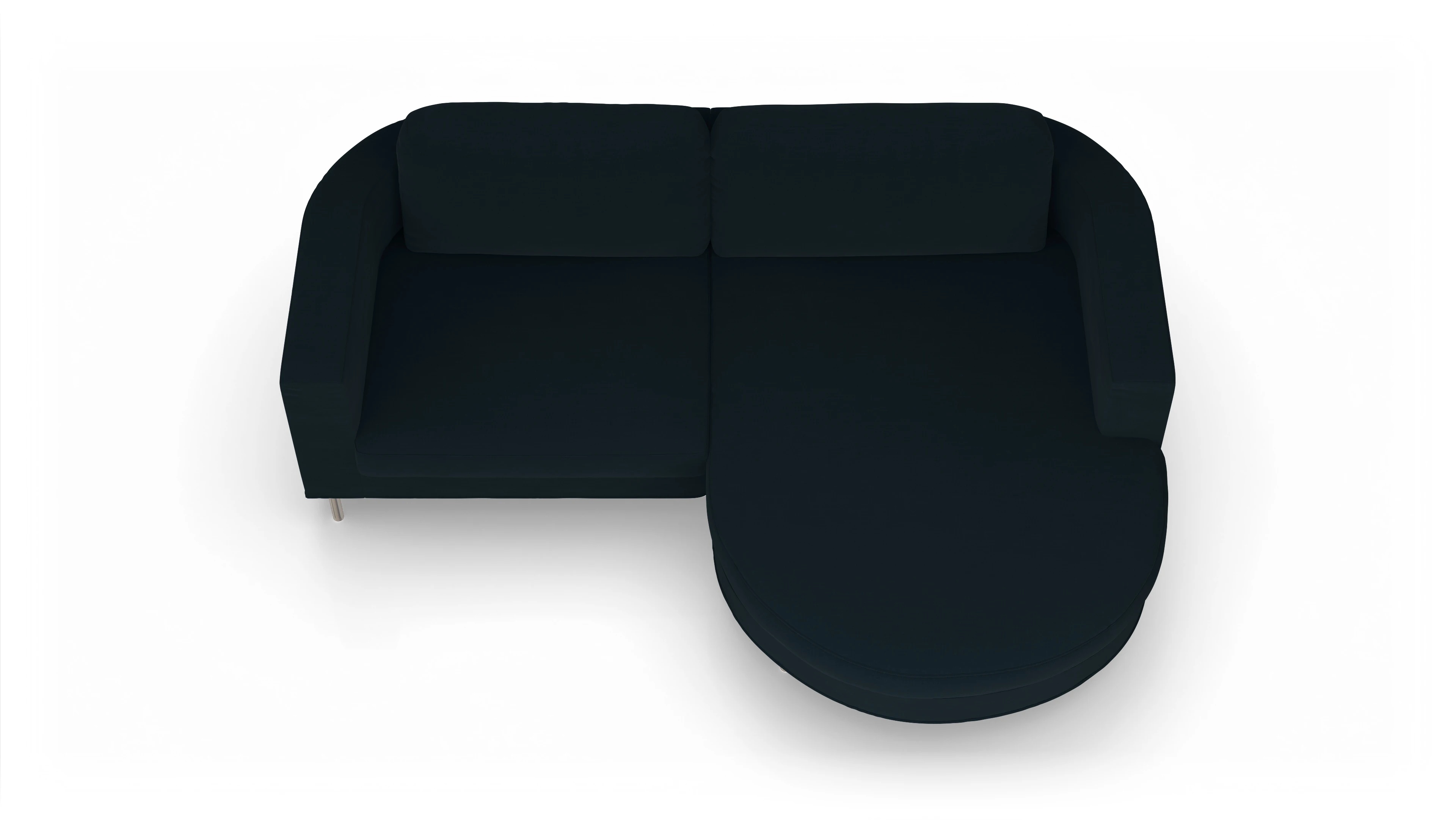 Designer-Stoffsofa Girando Ansicht des Produktes Girando Sofa mit Rec rechts in Stoff blau