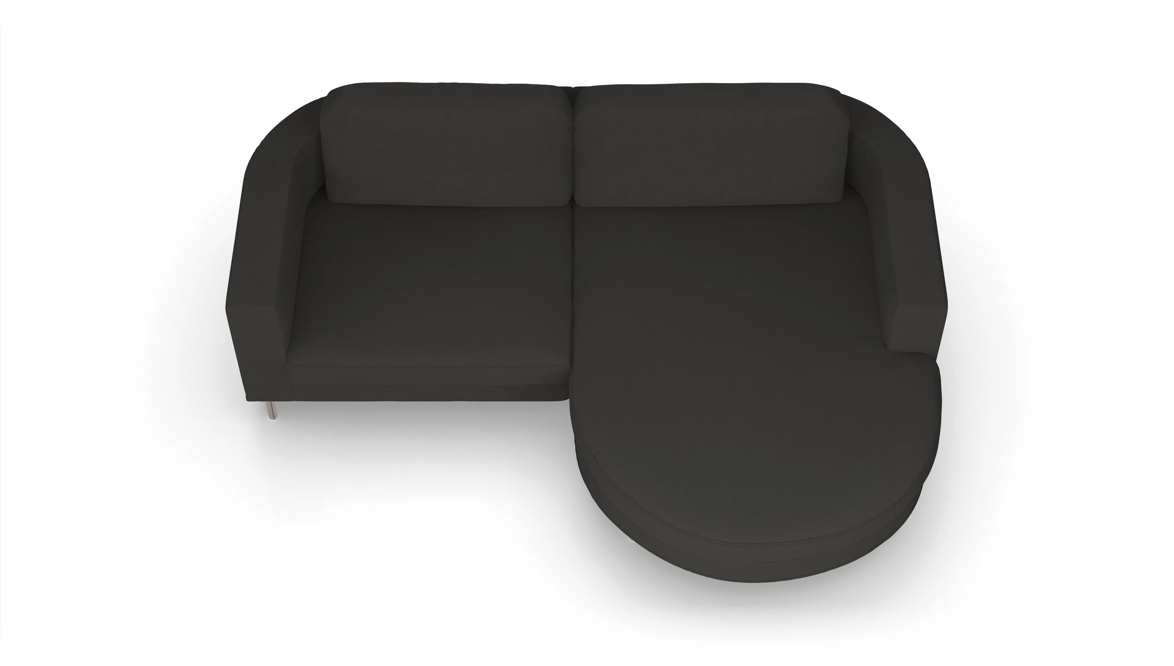 Designer-Stoffsofa Girando Ansicht des Produktes Girando Sofa mit Rec rechts in Stoff grau