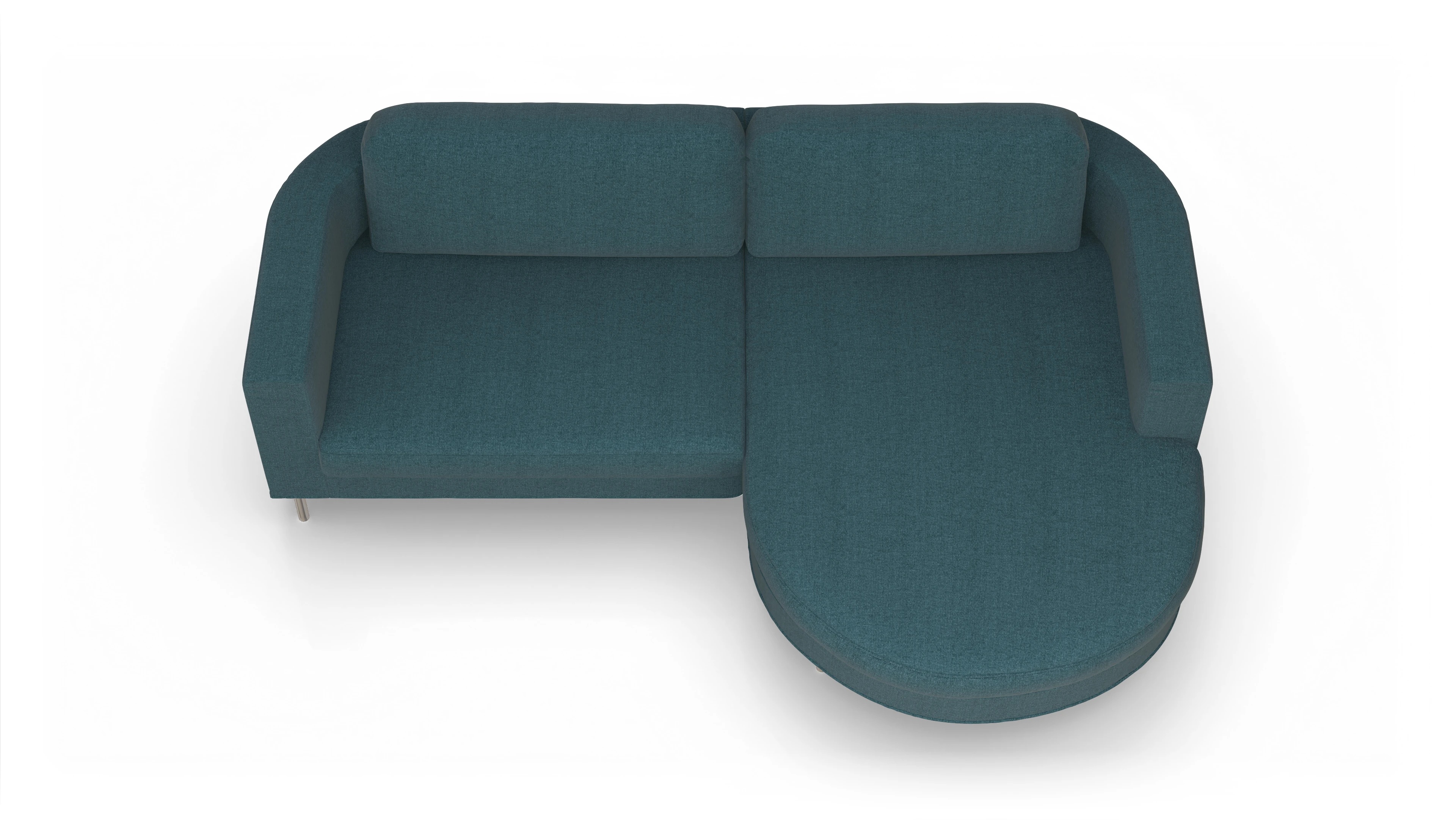 Ansicht des Produktes Girando Sofa mit Rec rechts in Stoff blau