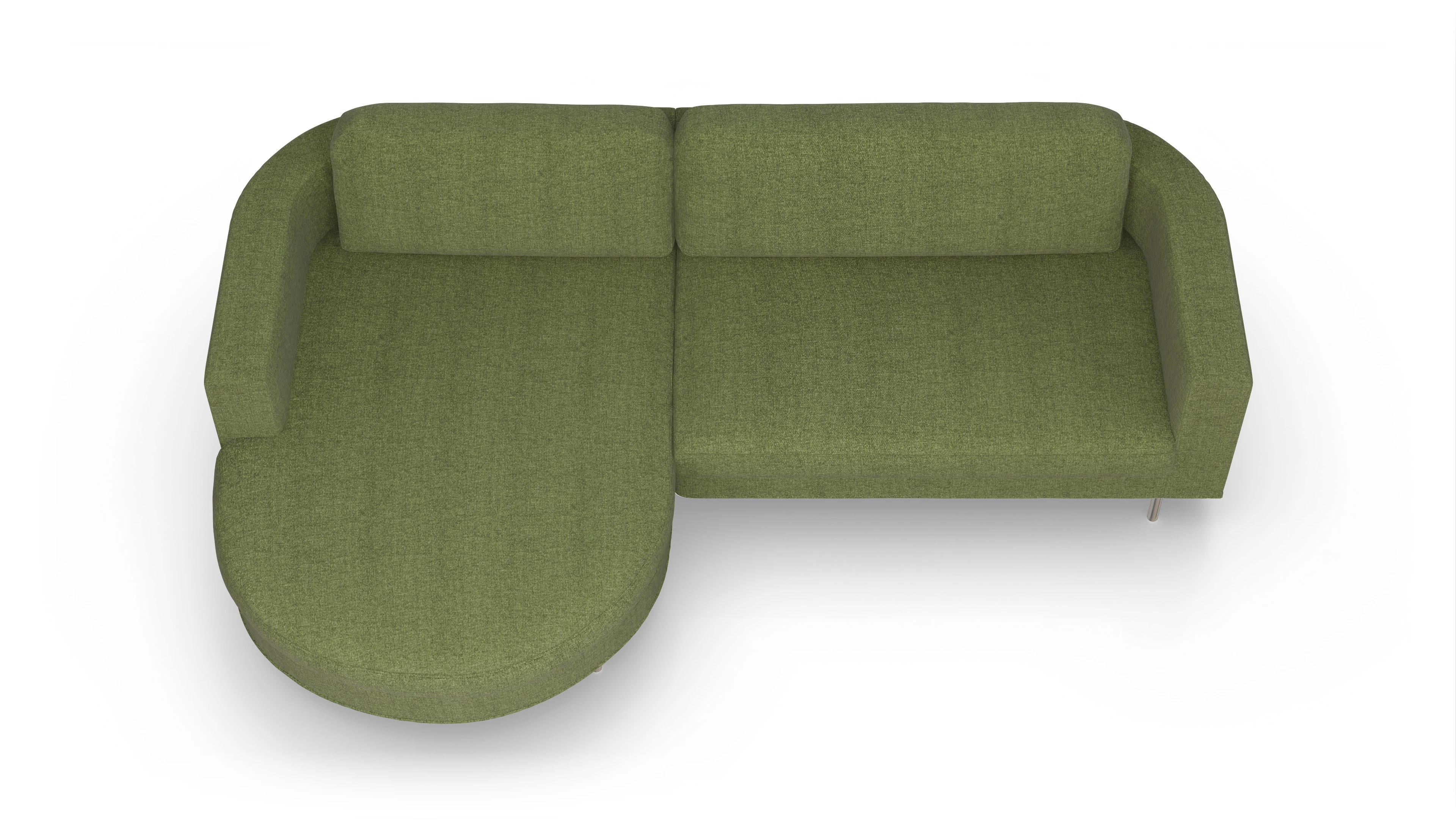Designer-Stoffsofa Girando Ansicht des Produktes Girando Sofa mit Rec links in Stoff grün