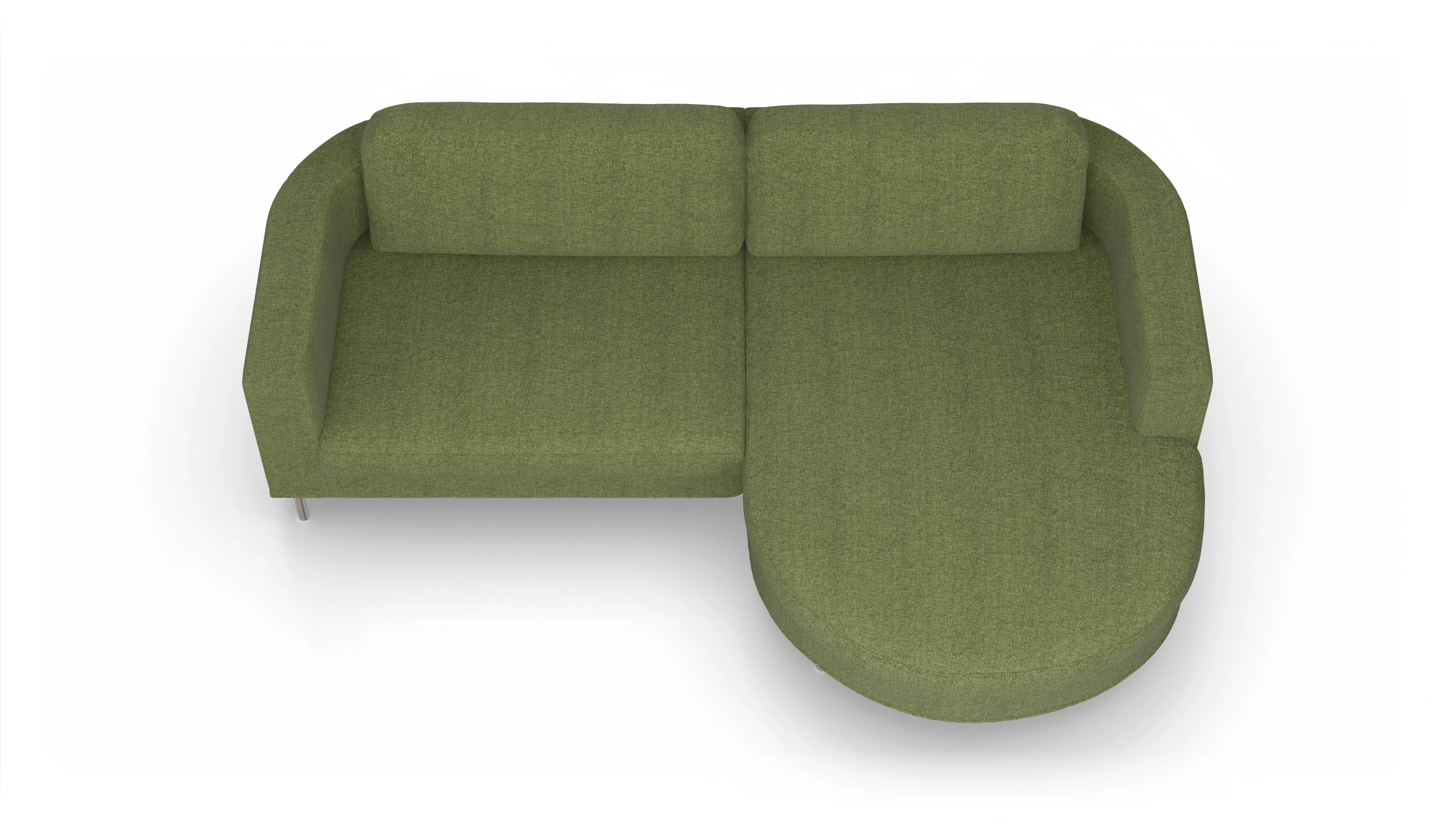 Designer-Stoffsofa Girando Ansicht des Produktes Girando Sofa mit Rec rechts in Stoff grün