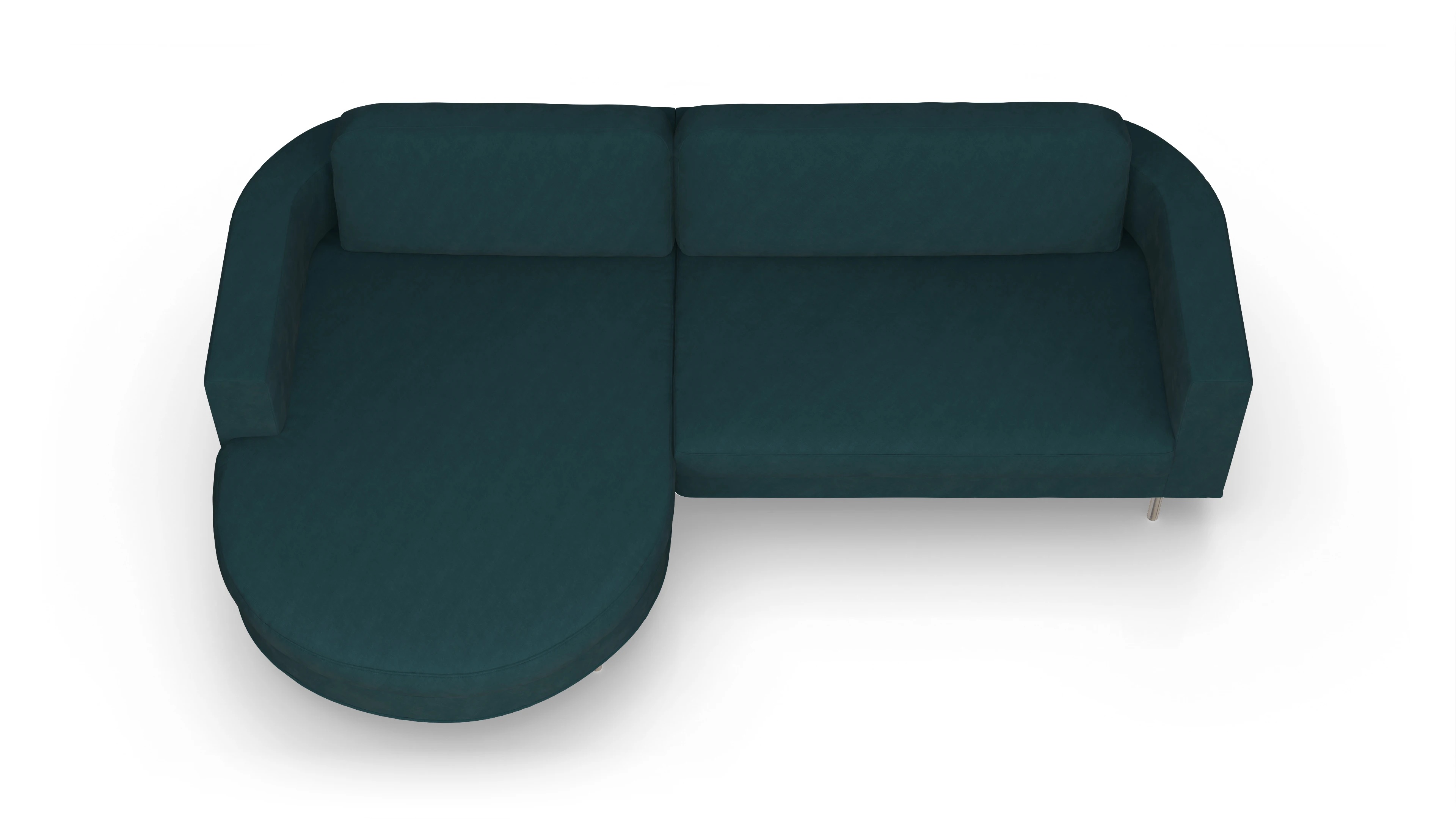 Designer-Stoffsofa Girando Ansicht des Produktes Girando Sofa mit Rec links in Stoff blau
