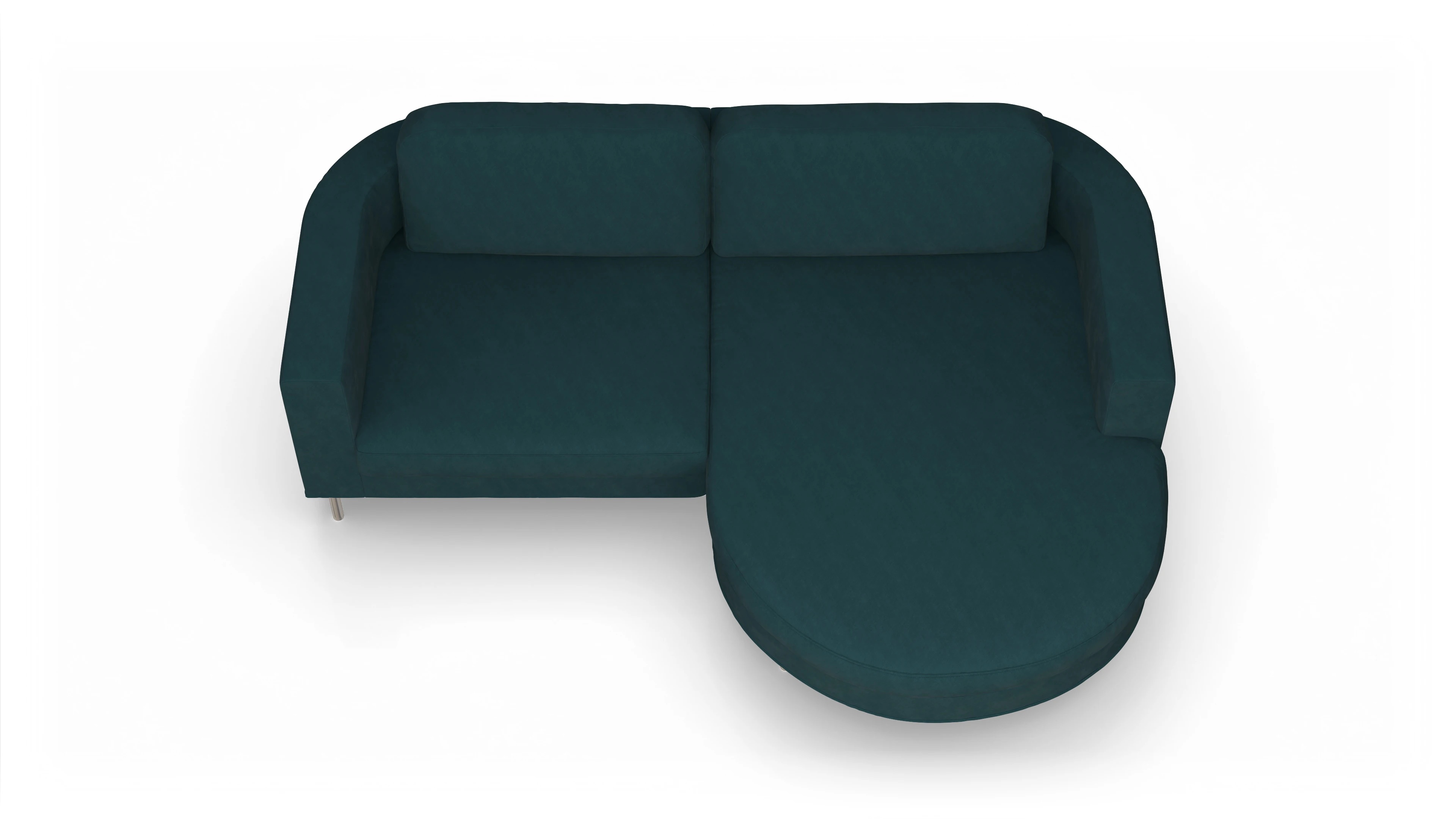 Designer-Stoffsofa Girando Ansicht des Produktes Girando Sofa mit Rec rechts in Stoff blau
