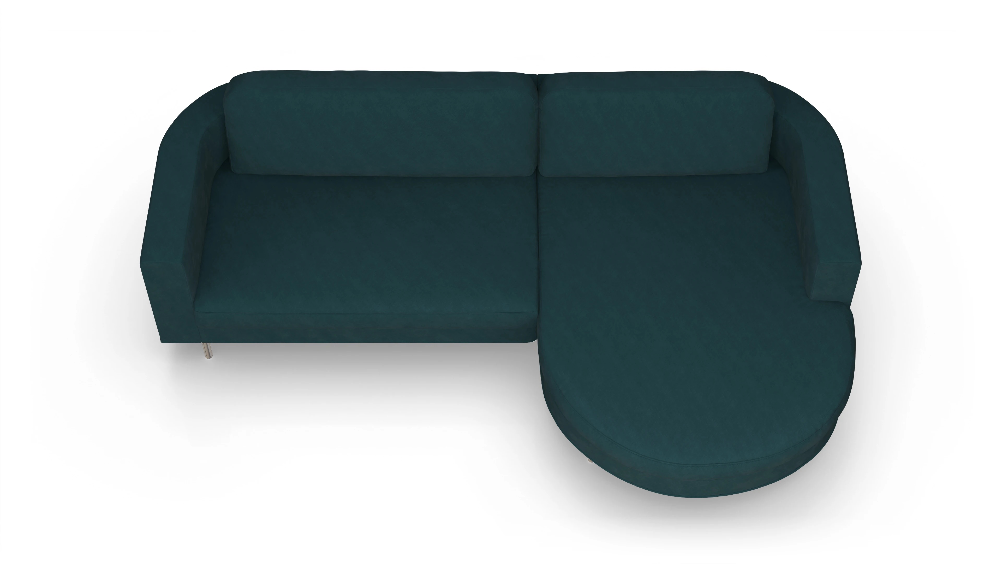 Designer-Stoffsofa Girando Ansicht des Produktes Girando Sofa mit Rec rechts in Stoff blau